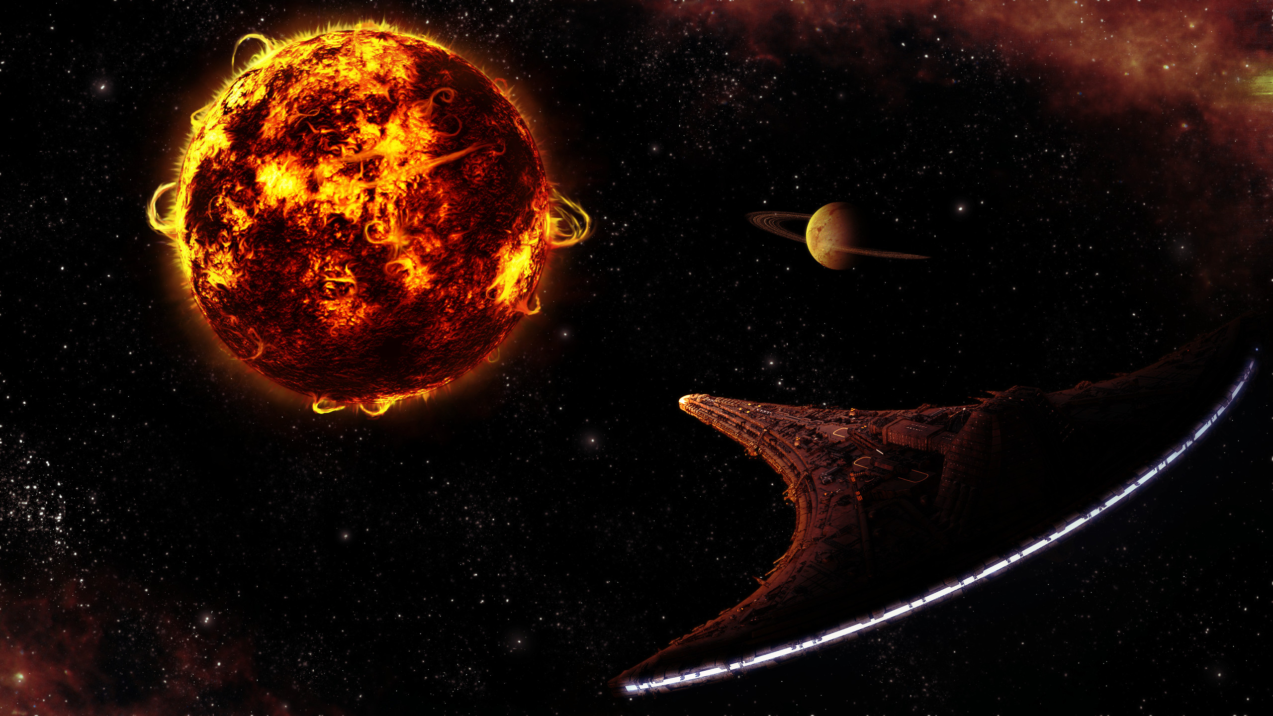 2560x1440 ... Stargate Universe - Destiny preparing to refuel by Radu-Corbu