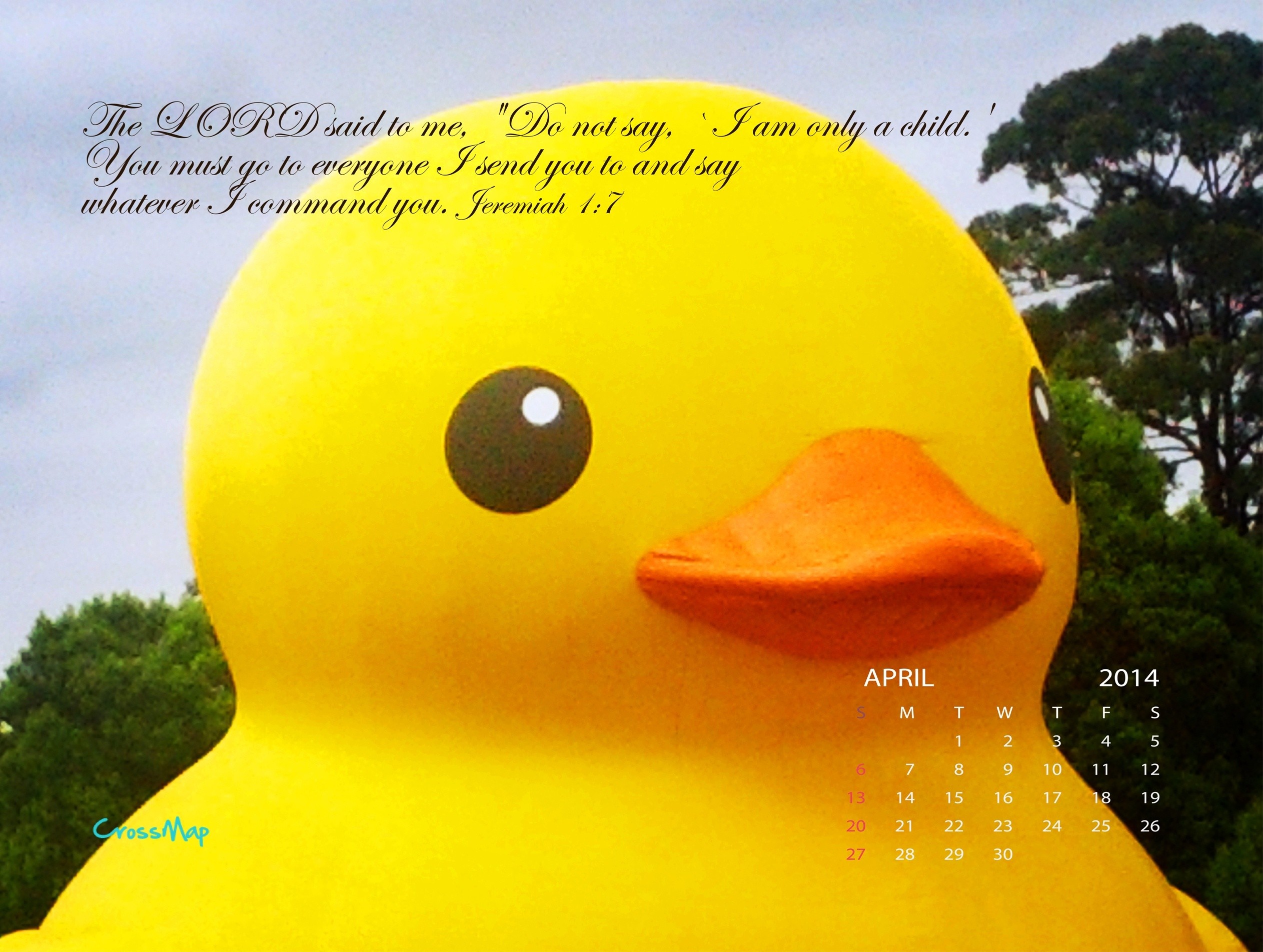 2525x1903 Yellow Rubber Duck 2014 Calendar Wallpaper - April