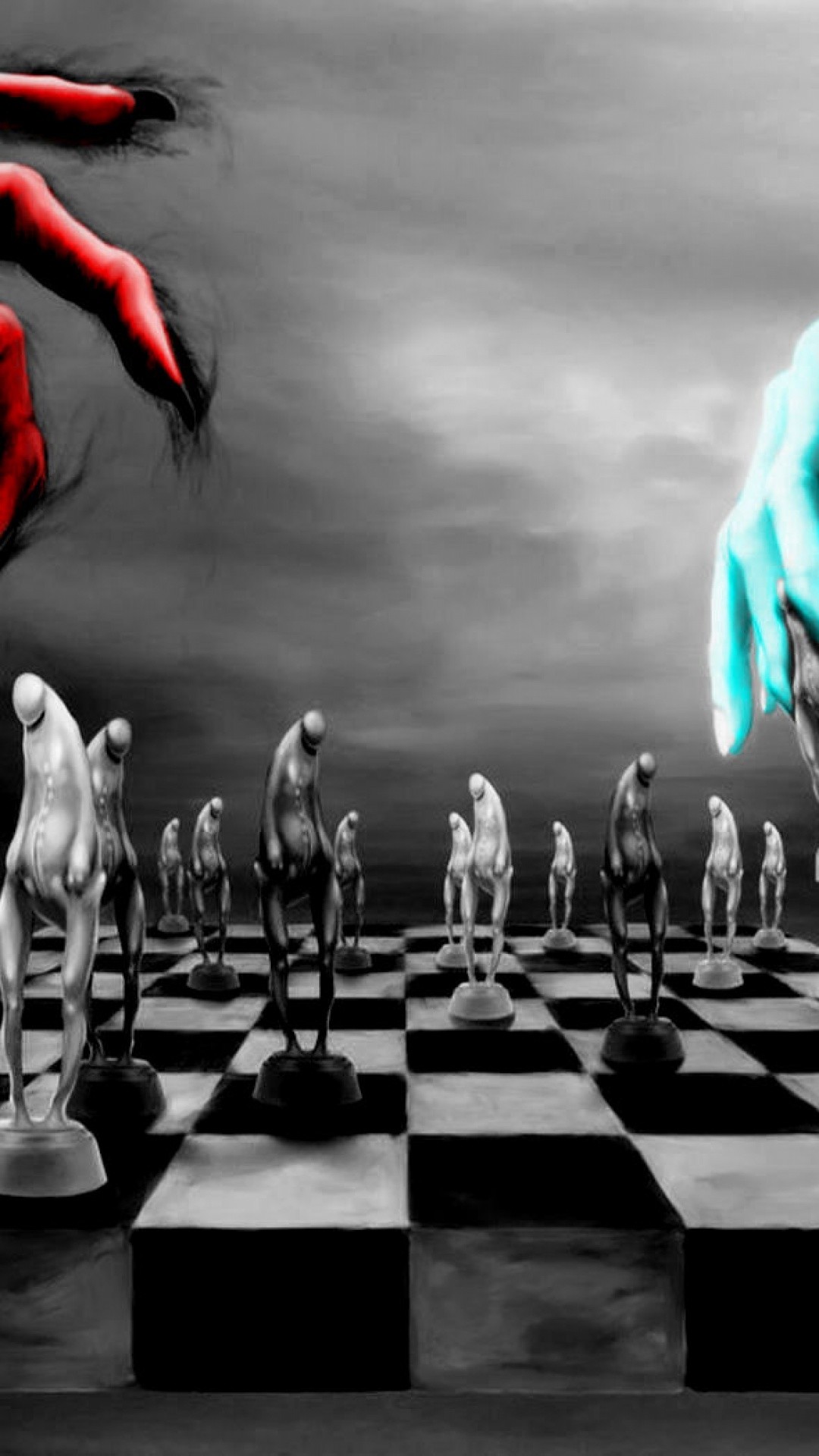 1080x1920 Chess God Vs Devil Wallpaper