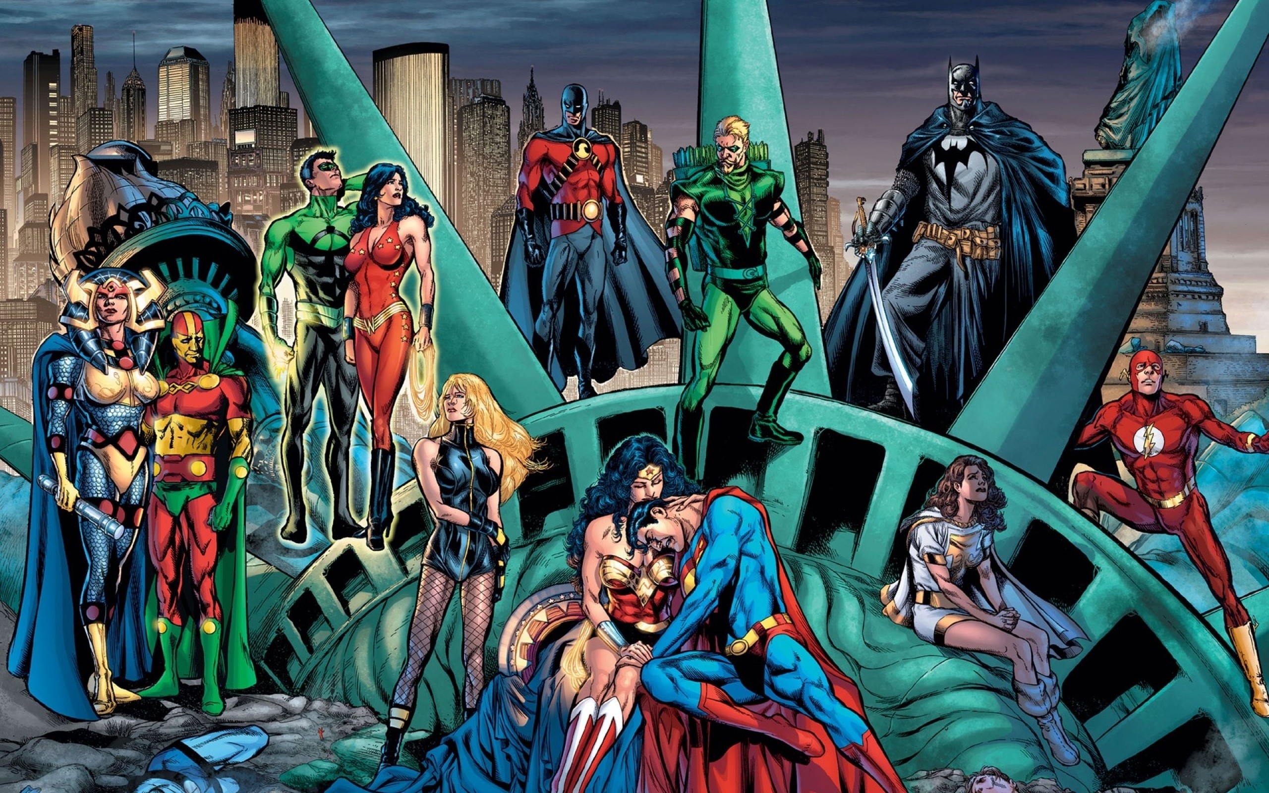 2560x1600 Comics Justice League Batman Superman Flash Wonder Woman Black Canary Green  Arrow Wallpaper