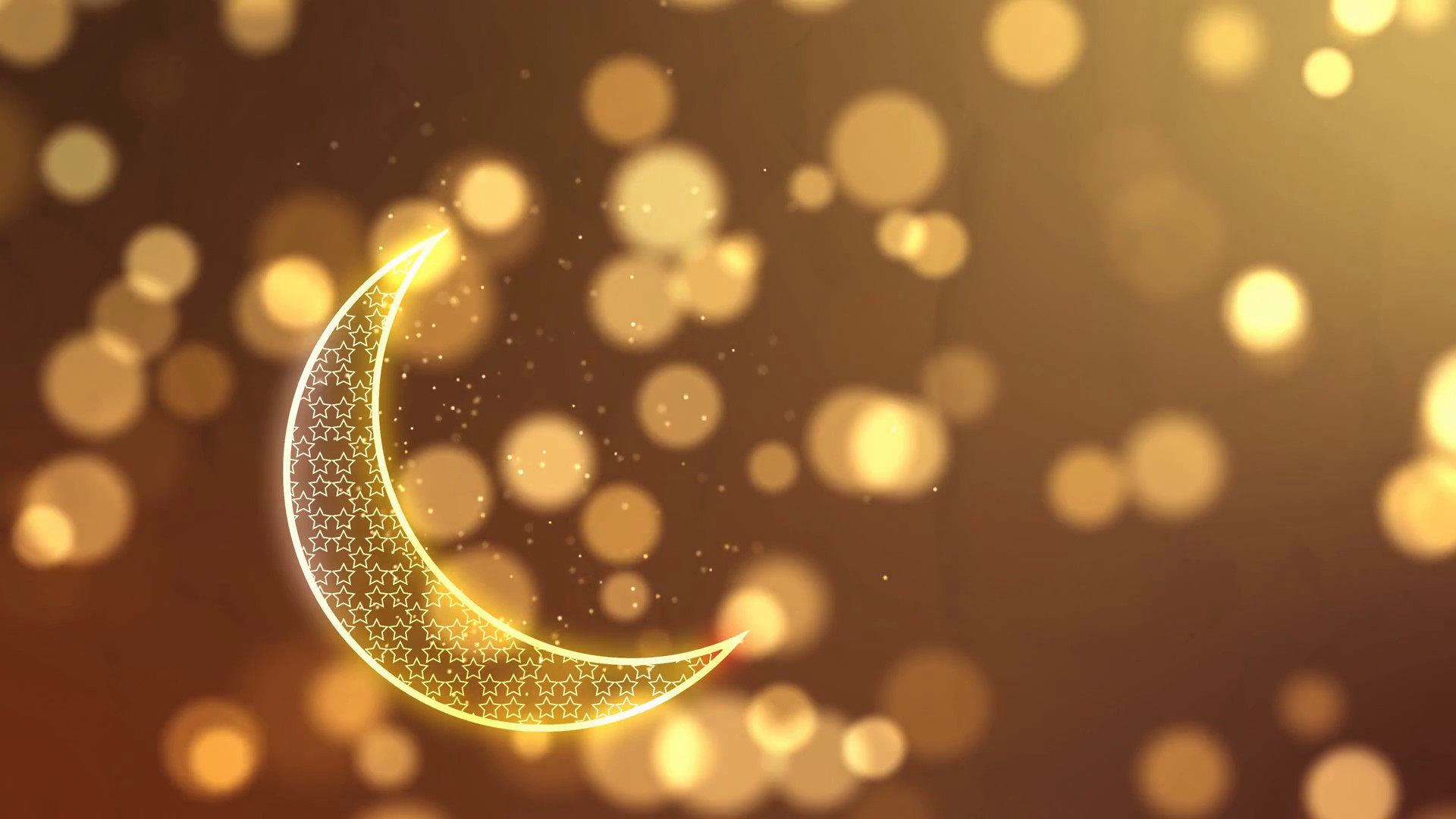 1920x1080 Golden crescent and and glowing particles Islamic background.Looped  animation Motion Background - Storyblocks Video