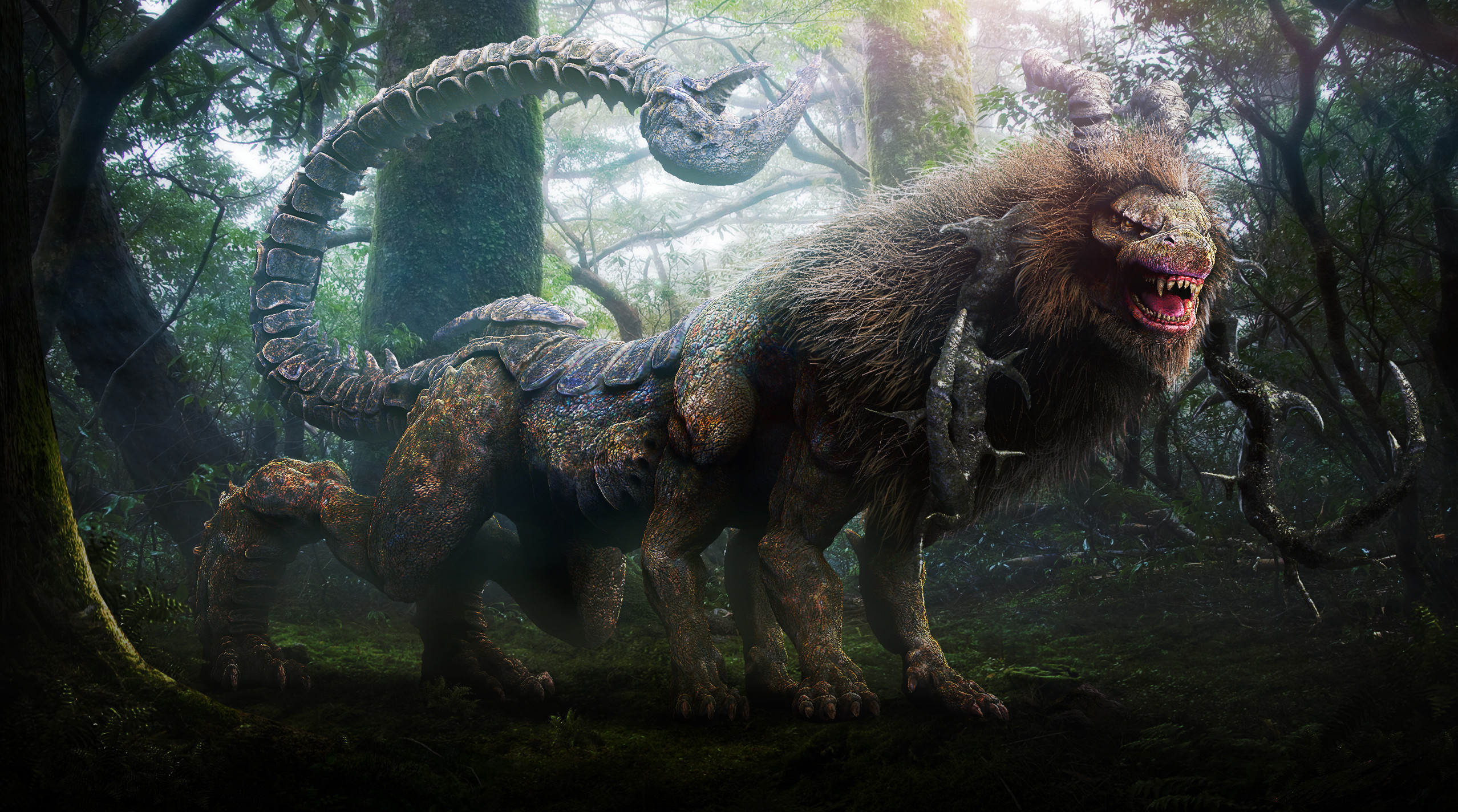 2556x1424 Fantasy - Chimera Horns Tail Animal Creature Mythical Wallpaper