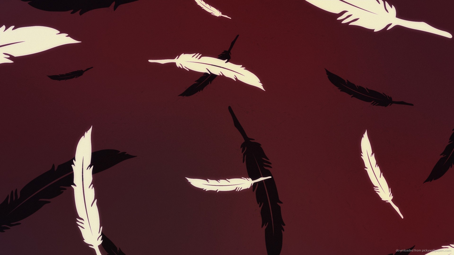 1920x1080 Digital Feathers On Maroon Background for 