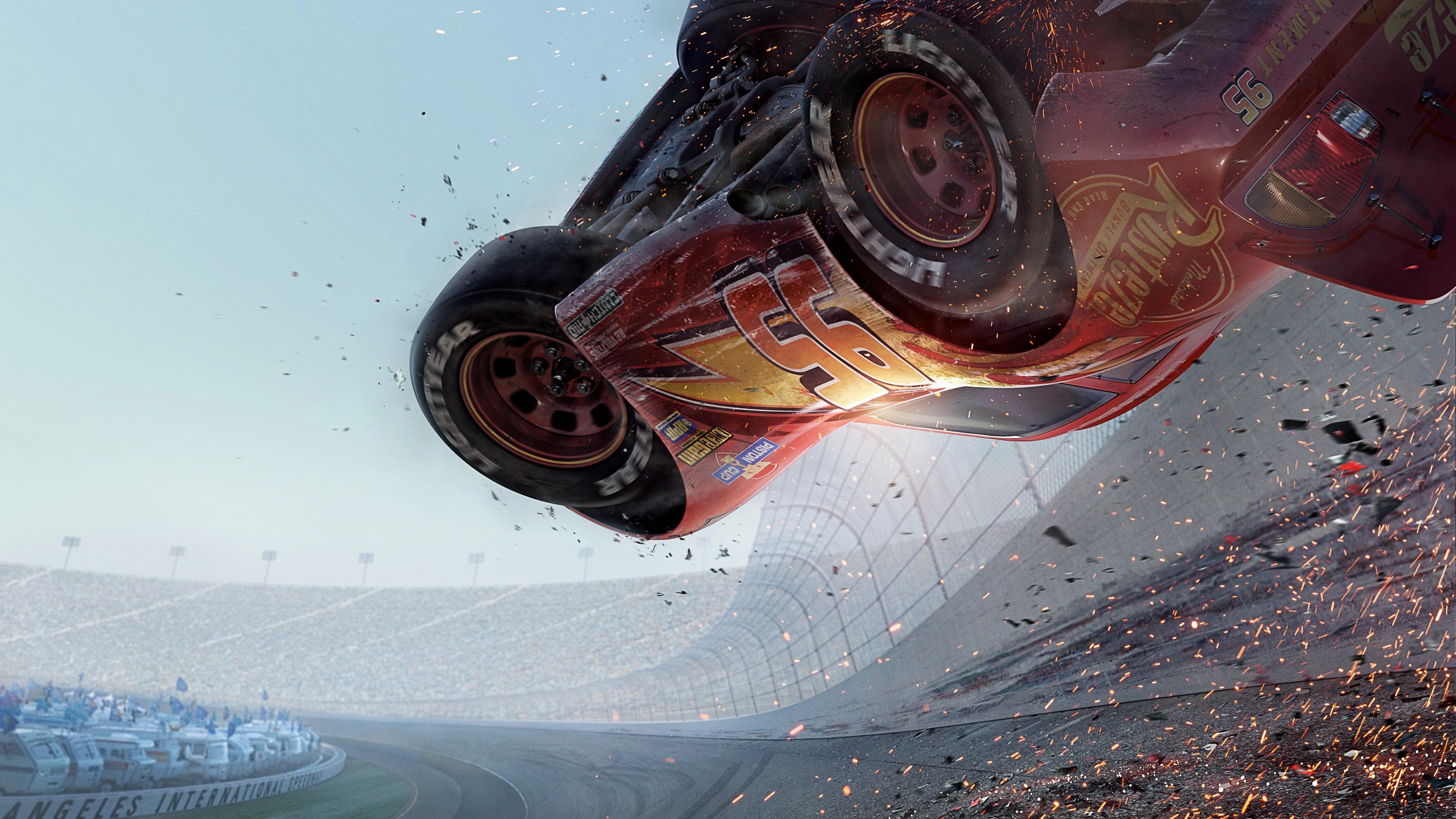 3840x2160 Cars 3 - Lightning McQueen Crash Scene  wallpaper