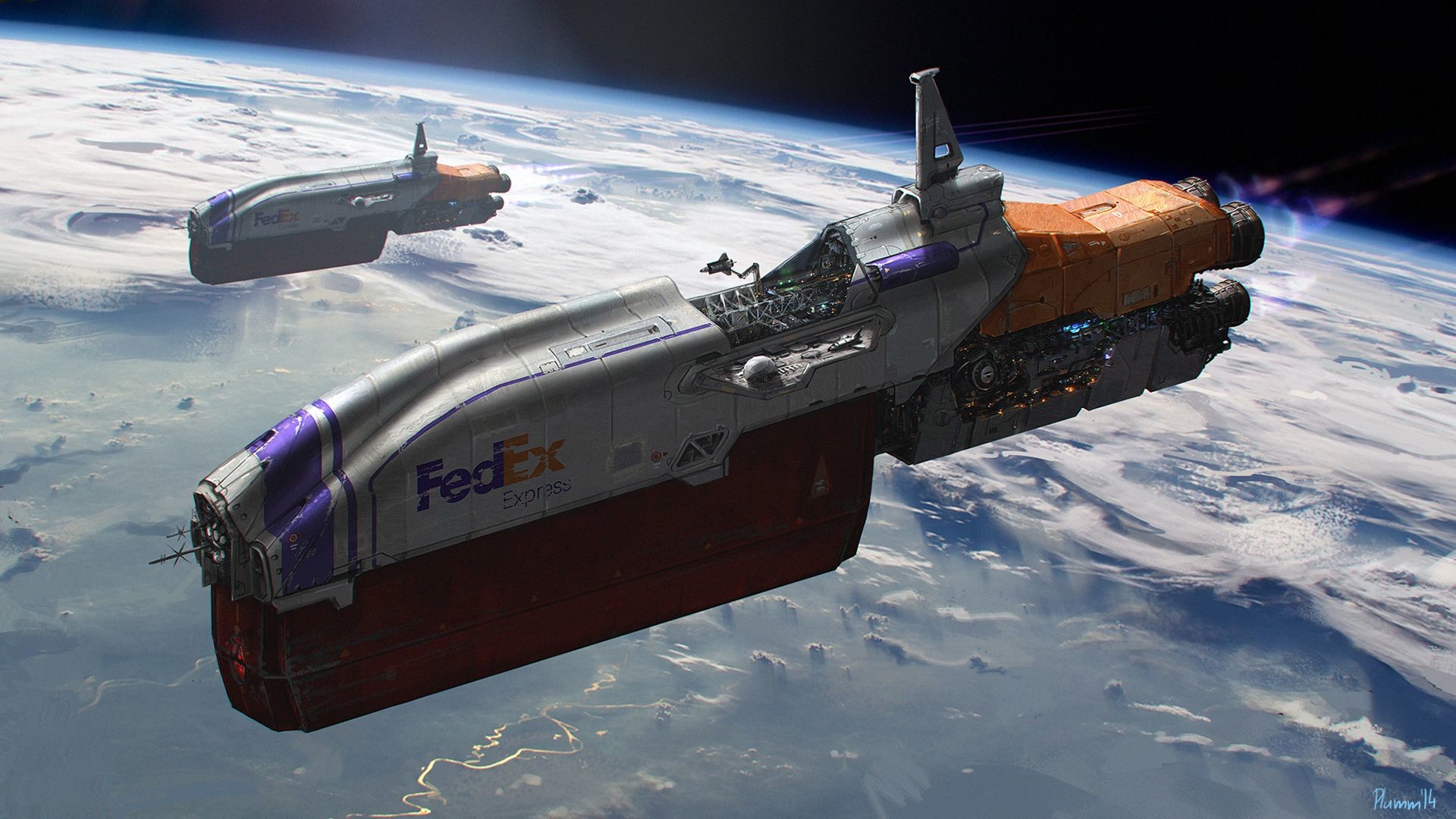 1920x1080 Futuristic Fedex Spaceship wallpaper