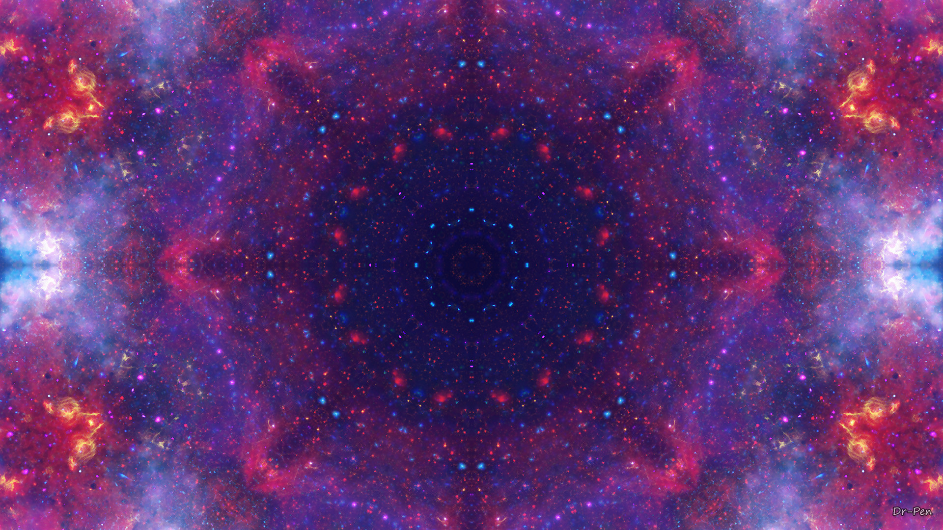 1920x1080 Abstract - Pattern Abstract Artistic Digital Mandala Manipulation Space  Purple Stars Wallpaper