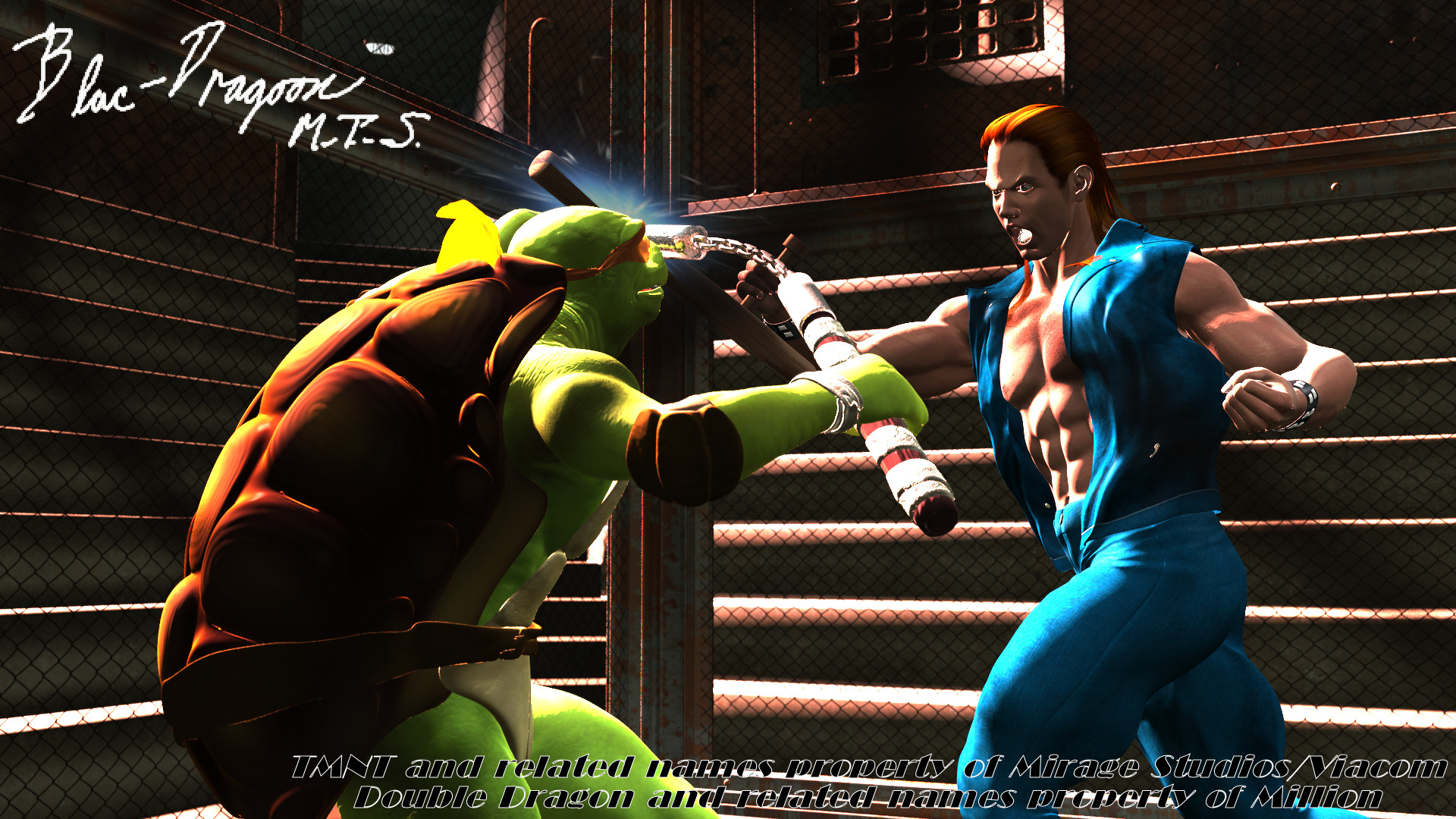 1920x1080 Double Dragon: Mikey/Roper Cage Match by Blac-Dragoon