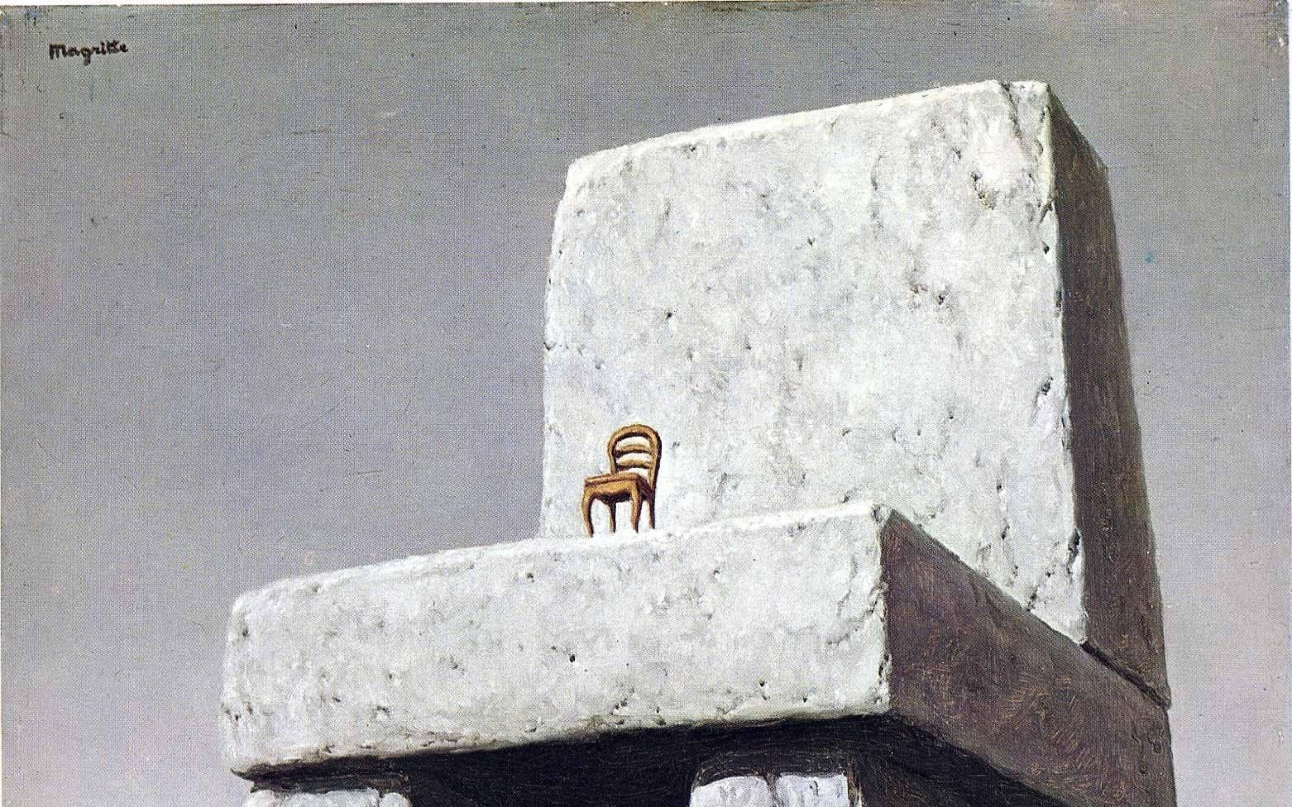 2560x1600 paintings landscapes stones surrealism chairs artwork traditional art rene  magritte belgian 1948 Art HD Wallpaper