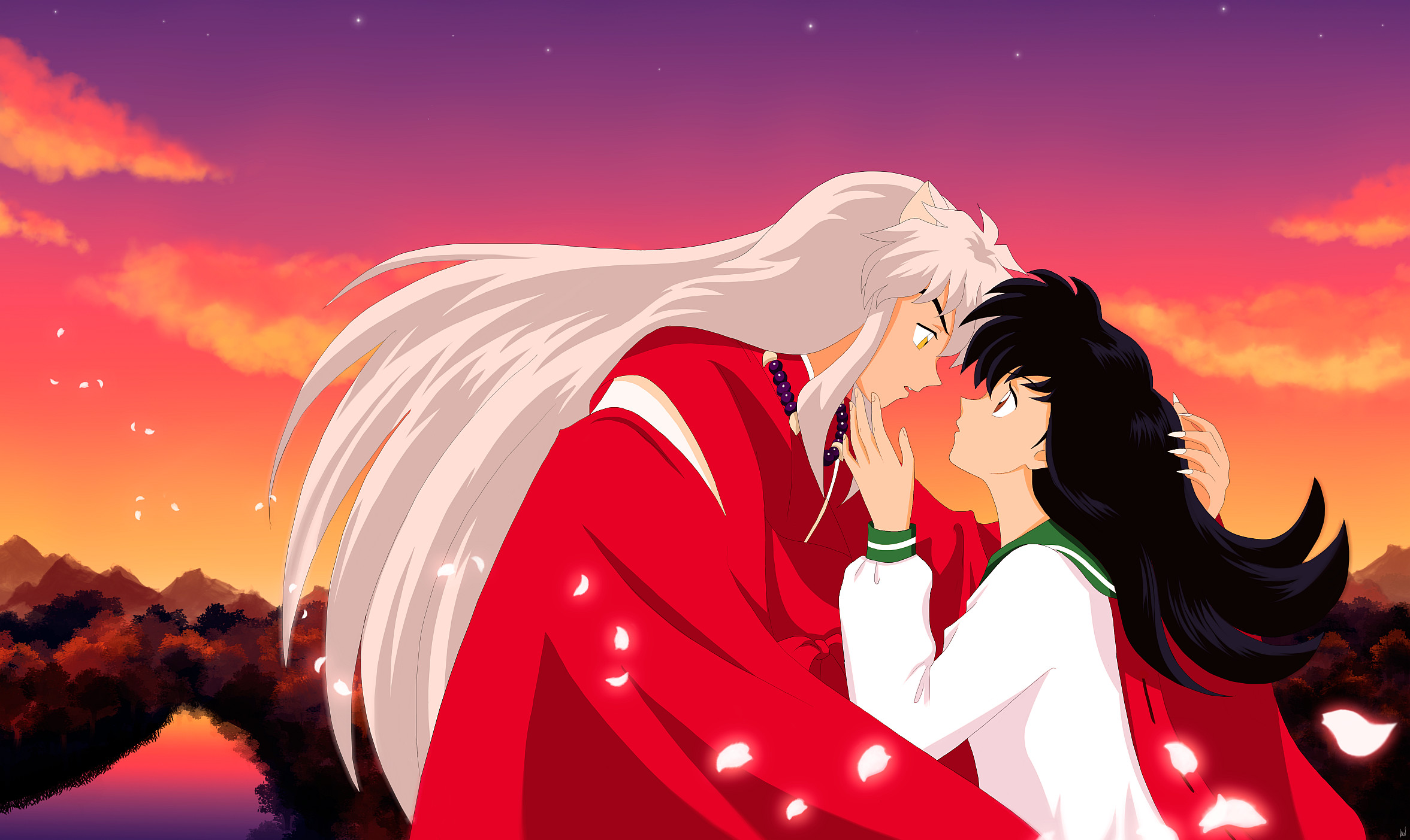 2353x1403 Click here for better quality Inuyasha and Kagome.