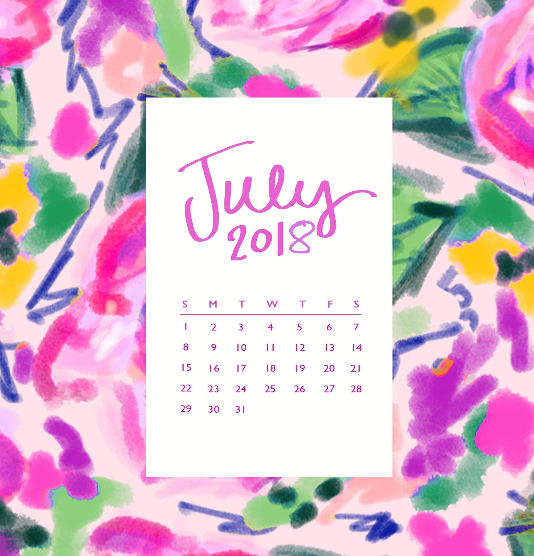 1856x1933 Floral July 2018 iPhone Calendar Wallpaper Free July 2018 iPhone Calendar  Wallpaper