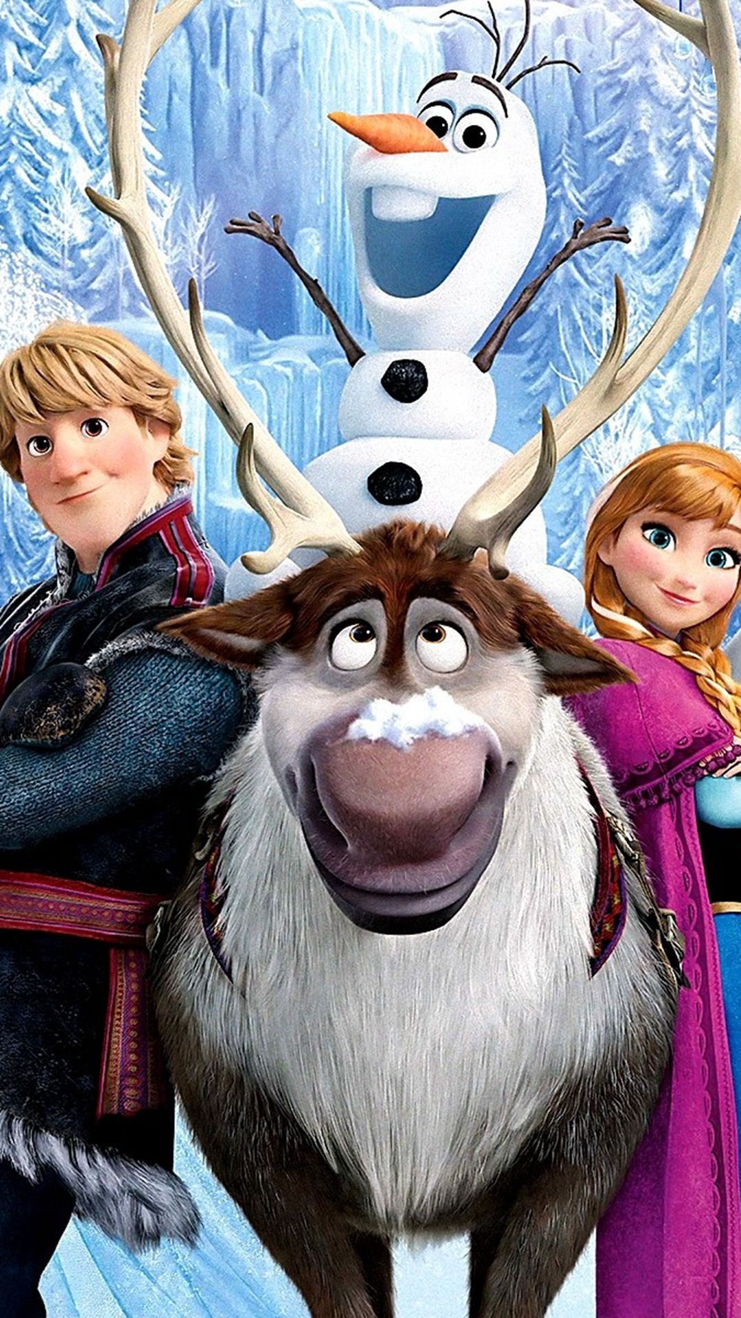 1080x1920 2014 Disney Anna Kristoff Sven Olaf Halloween Frozen iPhone 6 Plus  Wallpapers - Snow Trees