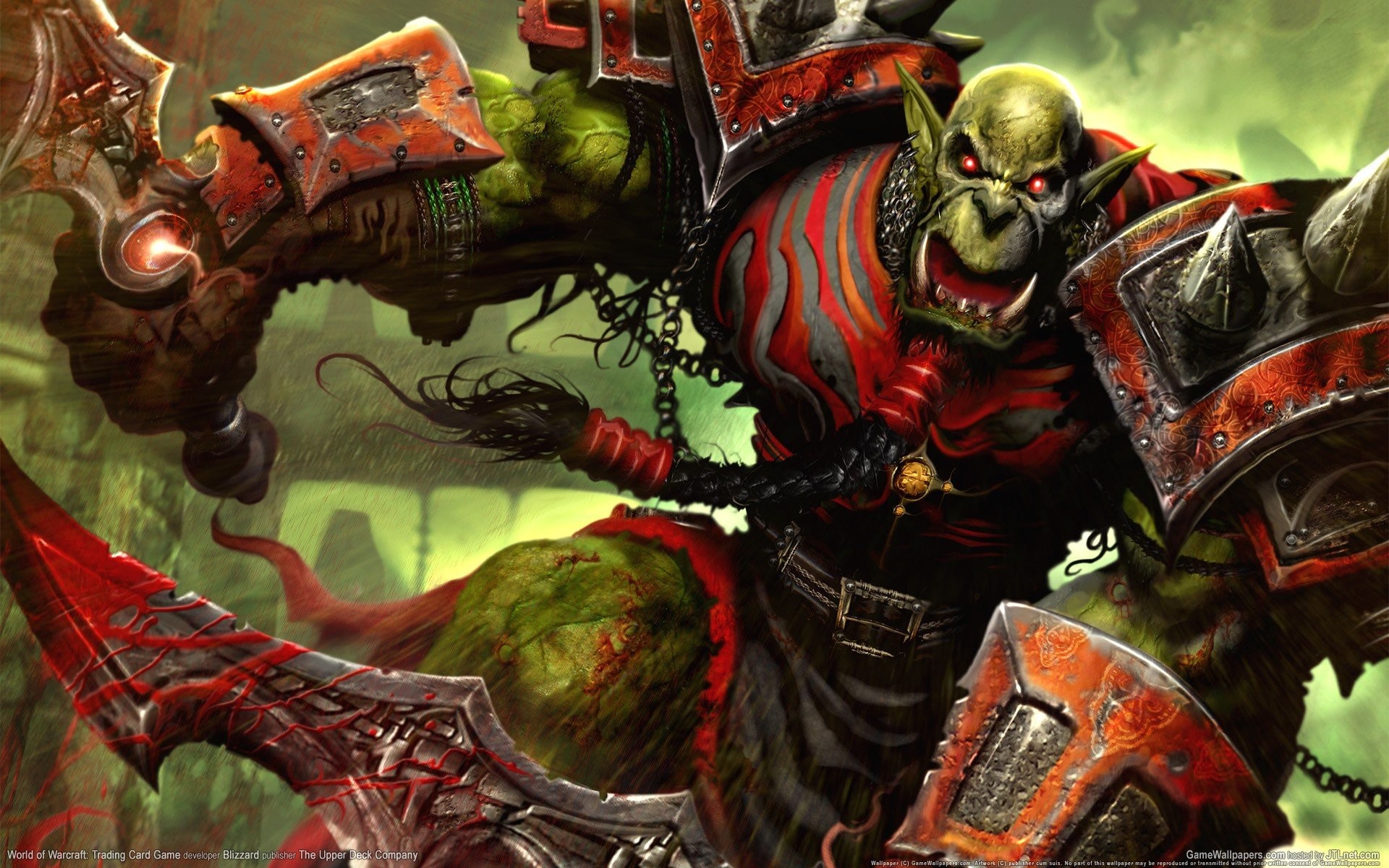 1920x1200 world of warcraft wow trading card game ork warrior cry orc swords