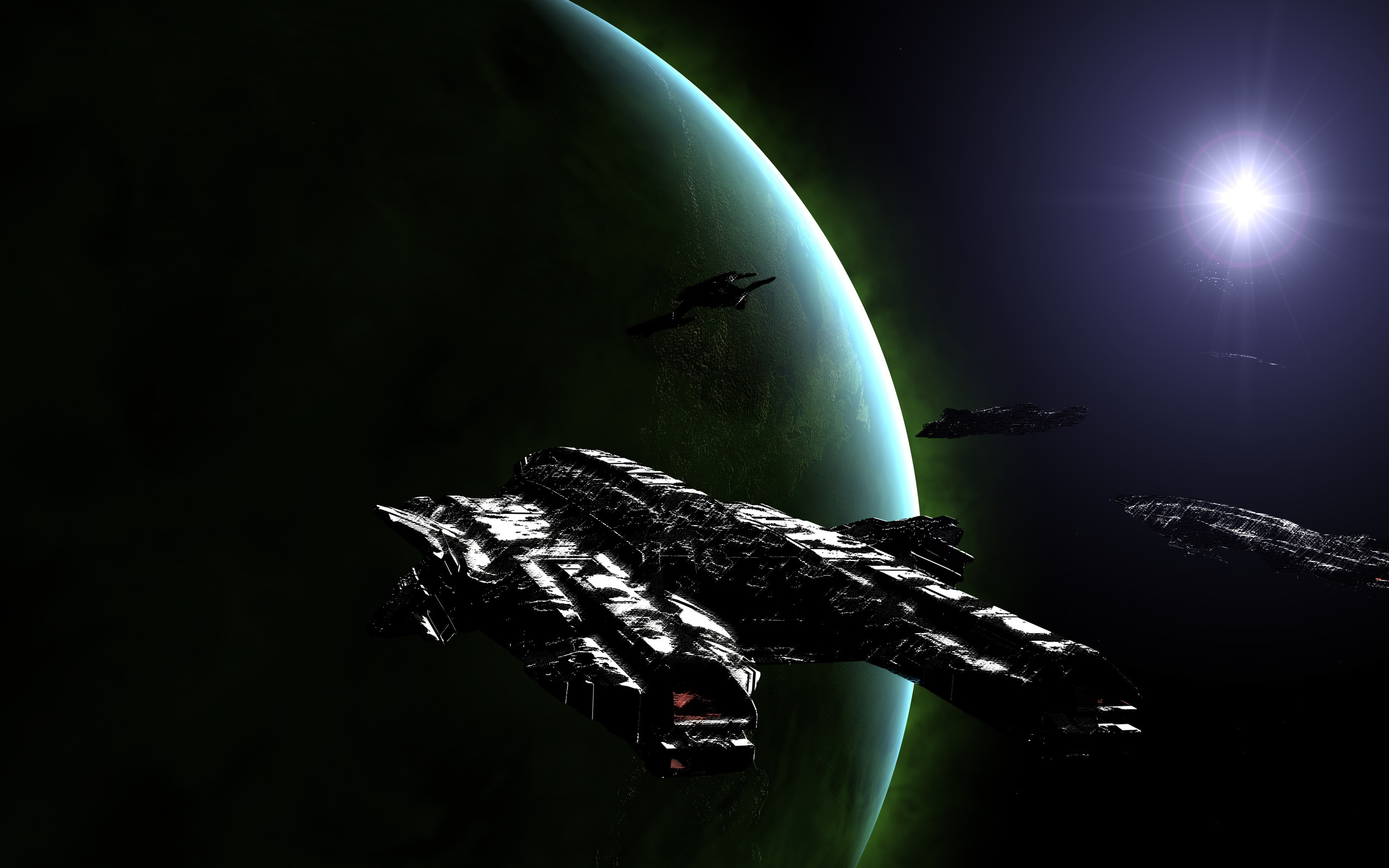 2560x1600 Sci Fi - Planets Planet Invaders Ship Space Wallpaper