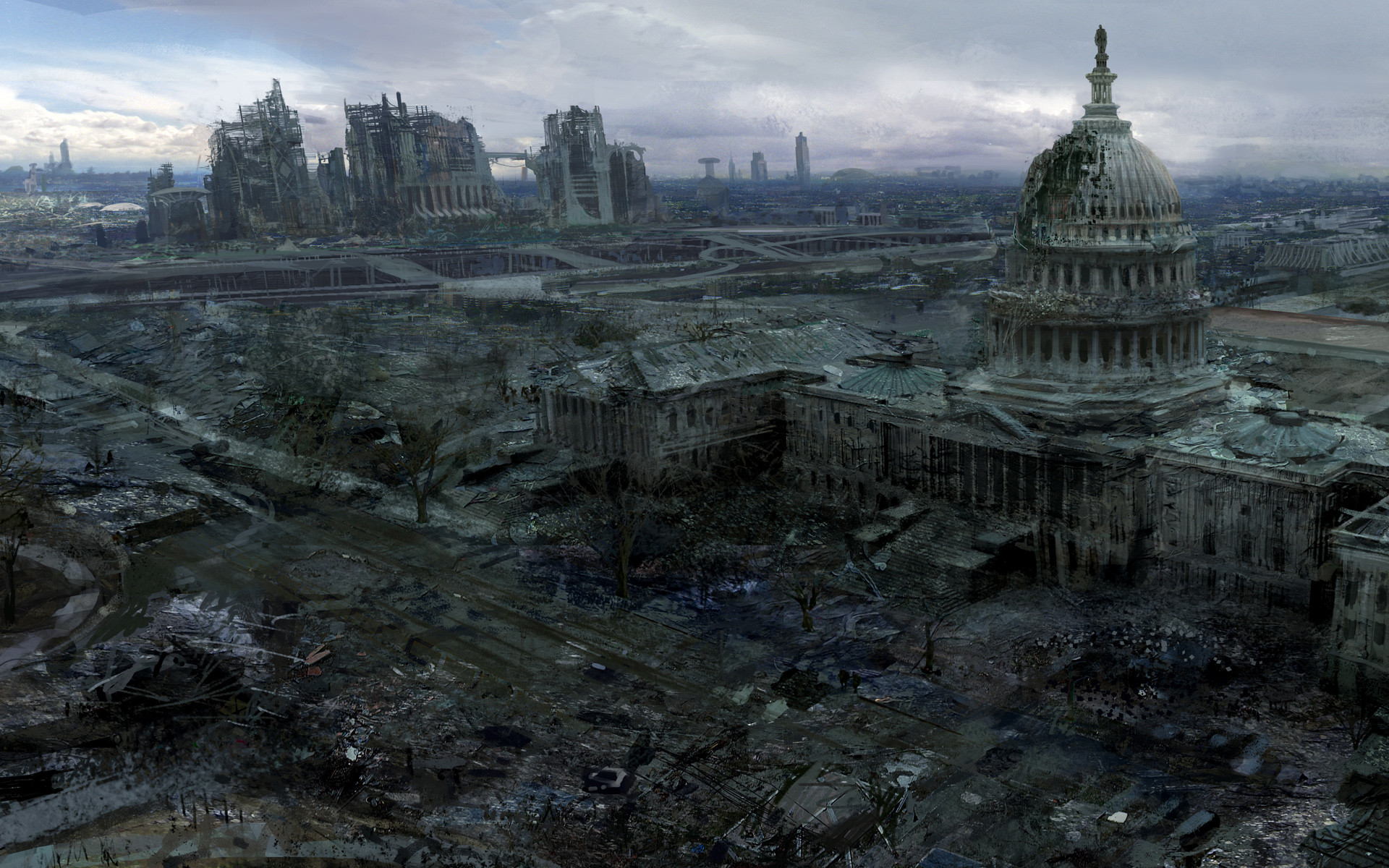 1920x1200 Video Games Ruins Post apocalyptic Artwork Fallout 3 Wallpaper At 3d  Wallpapers