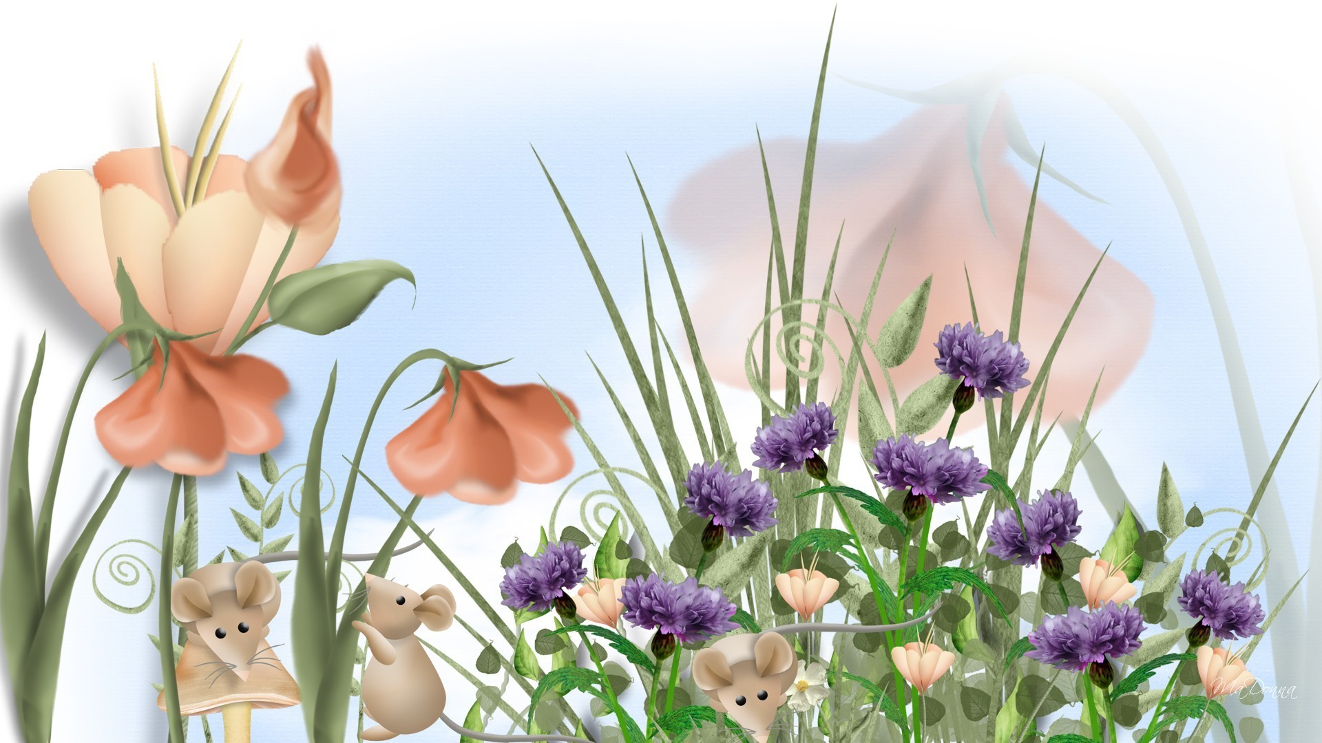 1920x1080 Spring Persona Mouse Mice Cute Summer Fairyland Fantasy Flowers Firefox  Flower Wallpaper Download Detail