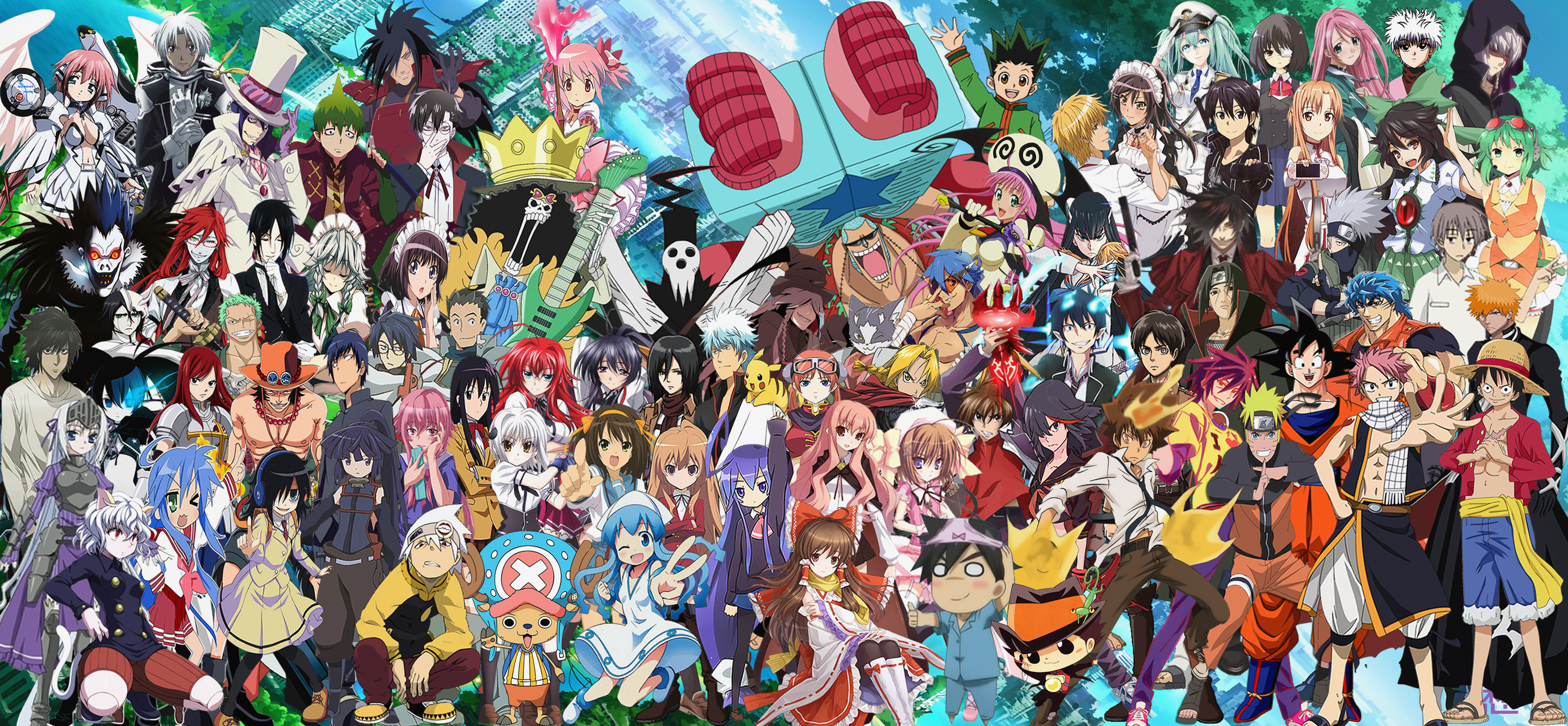 2700x1250 ... Multi-Anime Character Mega Wallpaper by DanrusMirage