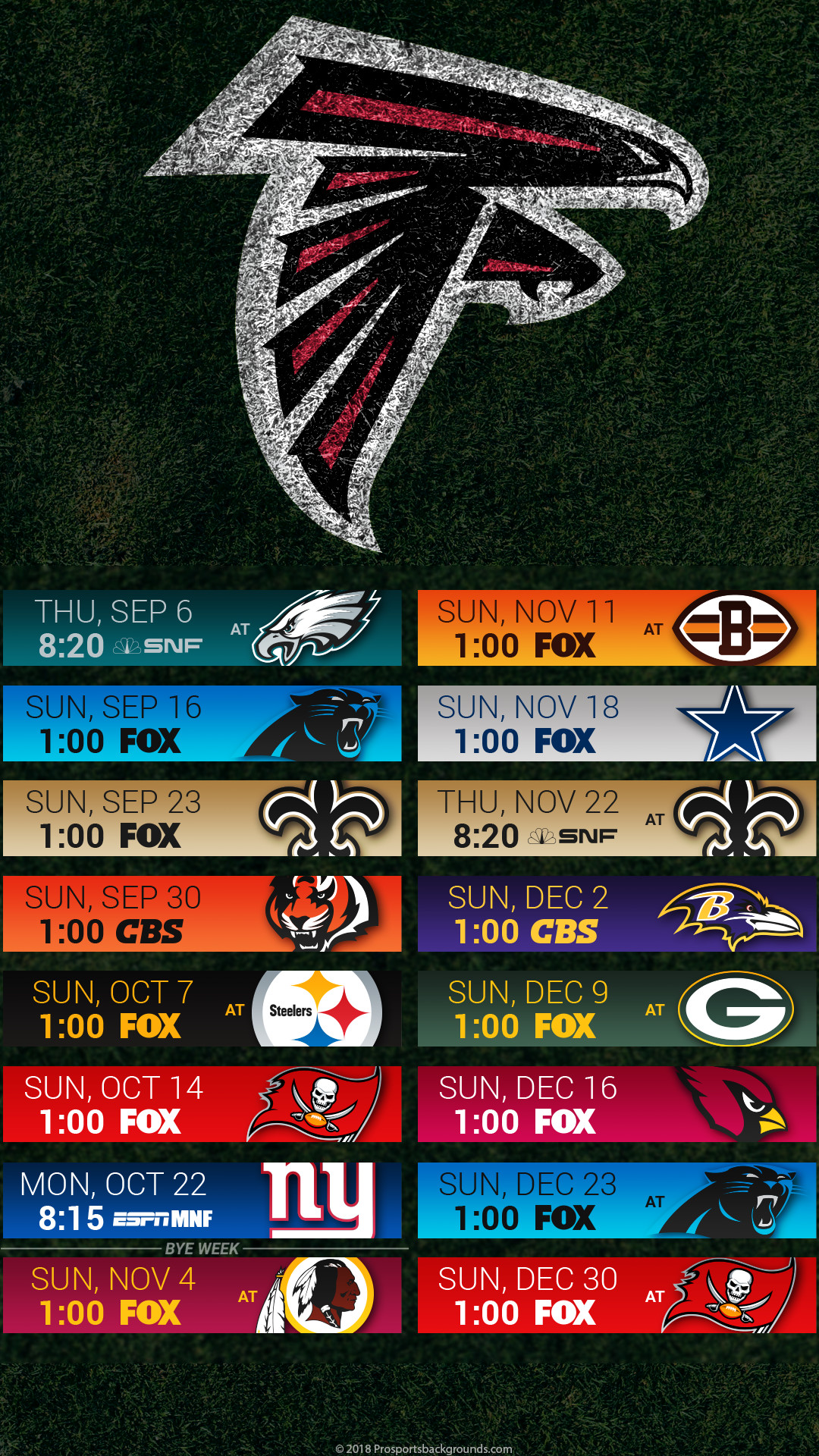1080x1920 Atlanta Falcons 2018 schedule Turf logo wallpaper free for iphone galaxy  and andriod printable screensaver