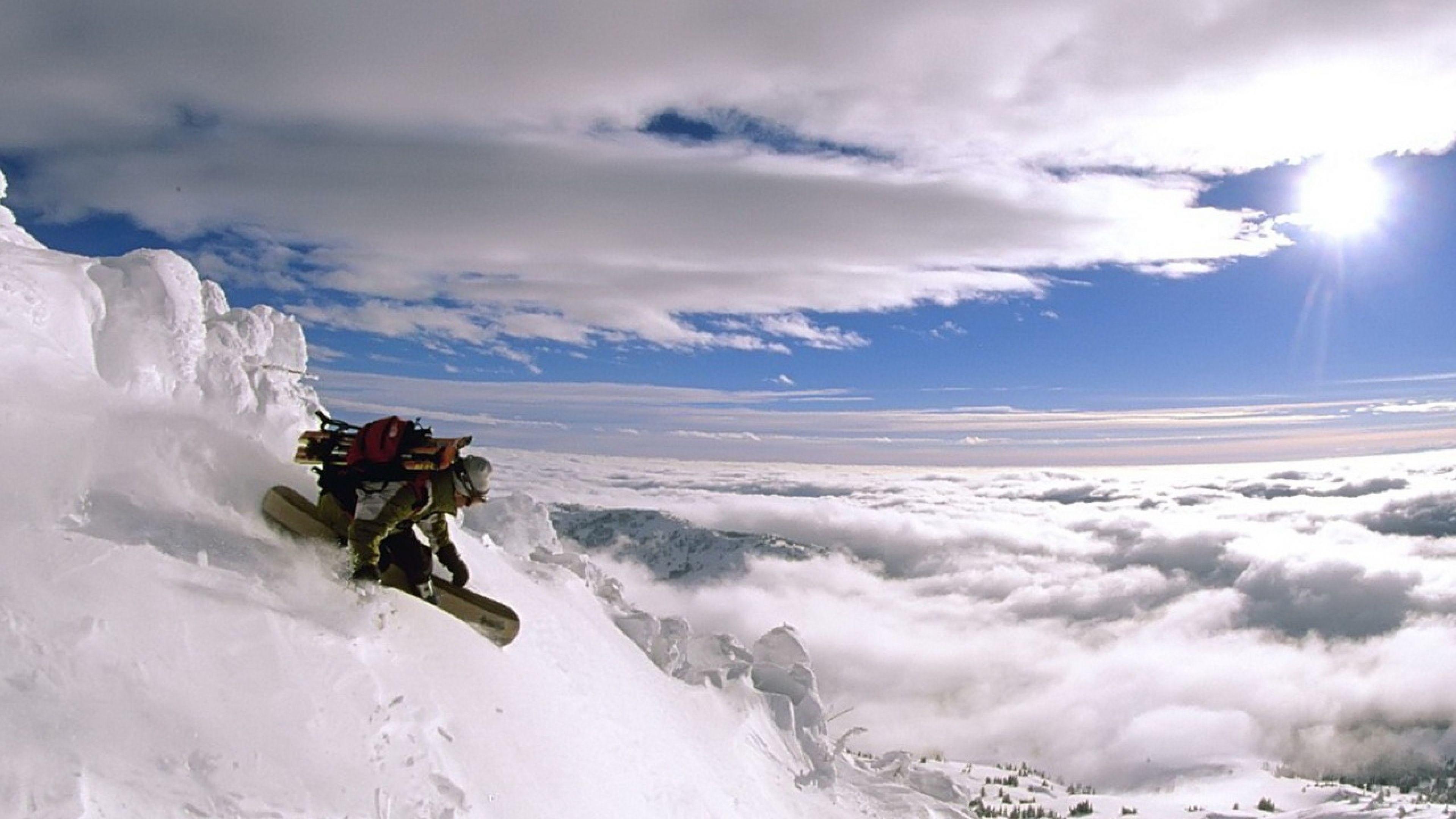 3840x2160 Download Wallpaper  Top, Snowboard, Descent, Sky, Extreme .