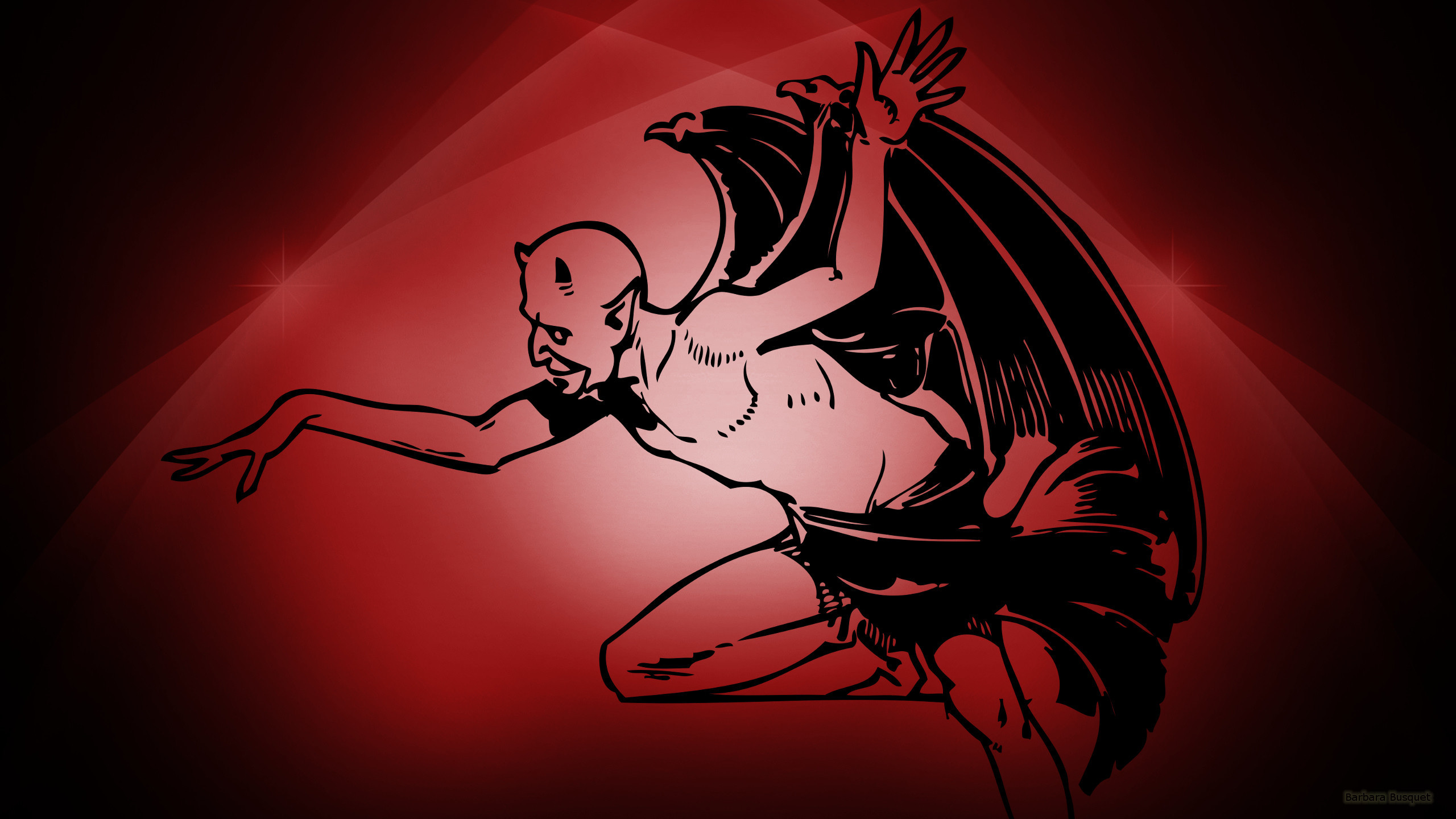 2560x1440 Dark red wallpaper with the devil