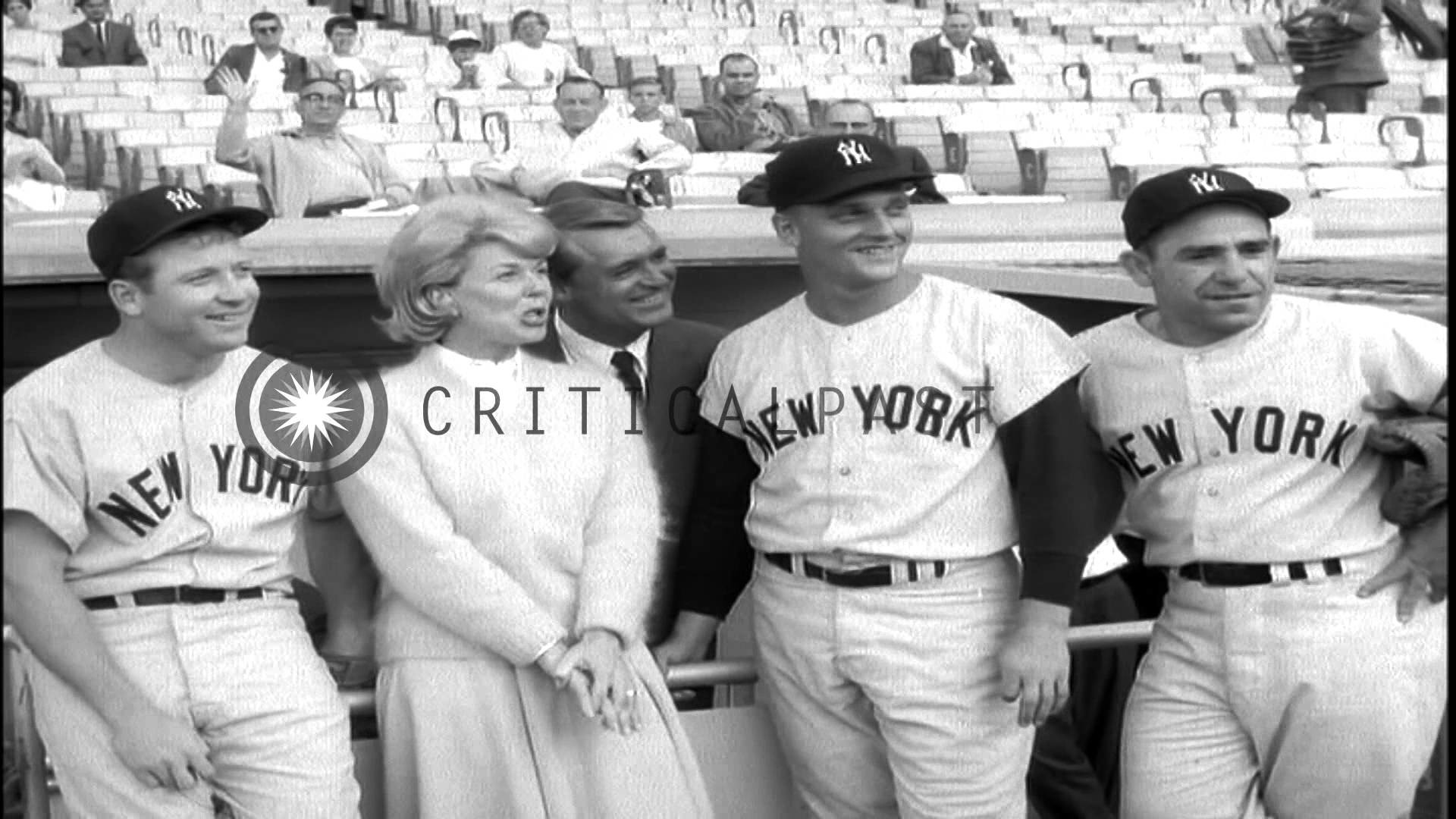 1920x1080 Doris Day and Cary Grant with Baseball players to promote their film "That  touch ...HD Stock Footage