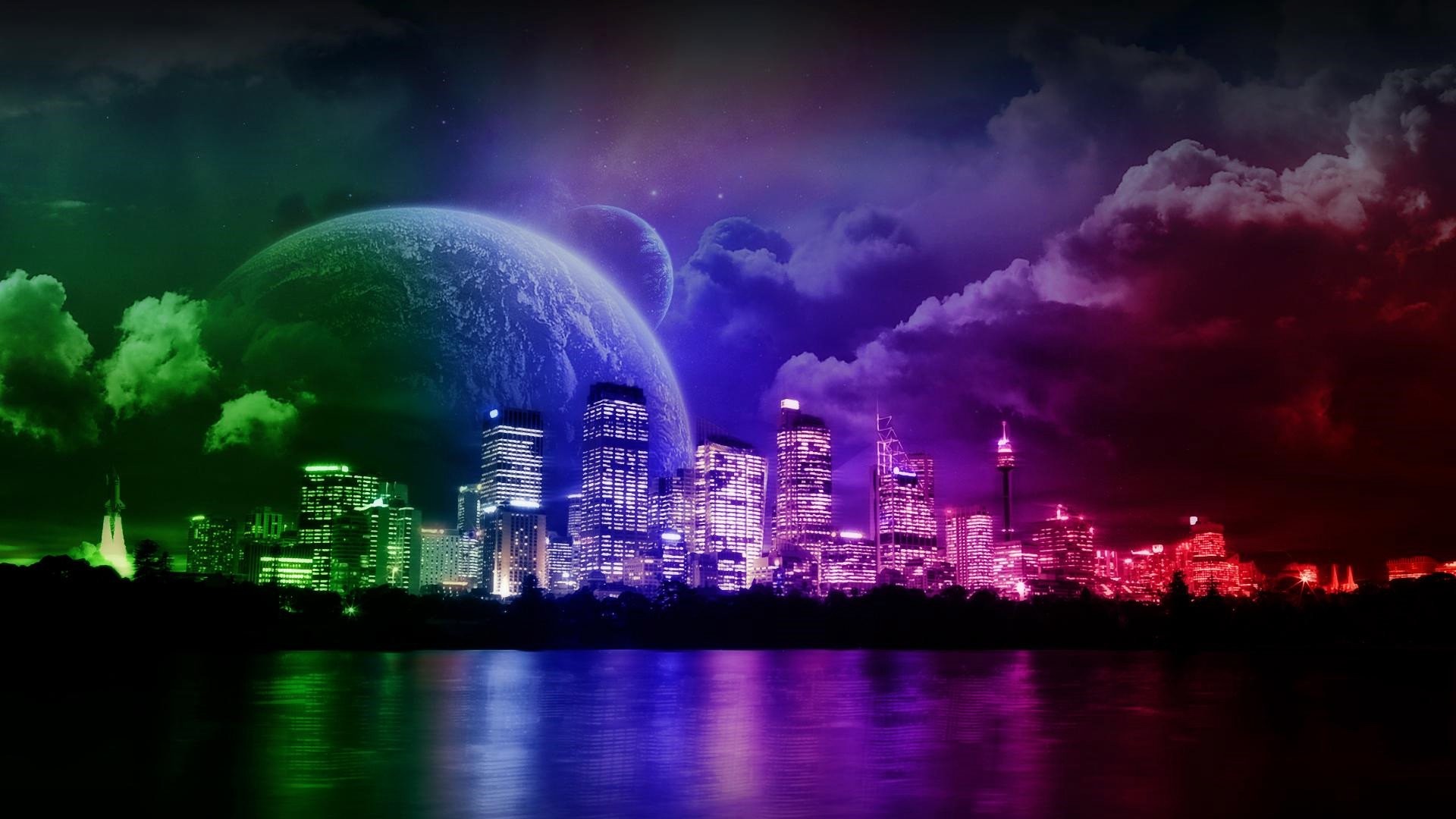 1920x1080 Neon City 817602. UPLOAD. TAGS: Cool Backgrounds Background Fantasy Abstract