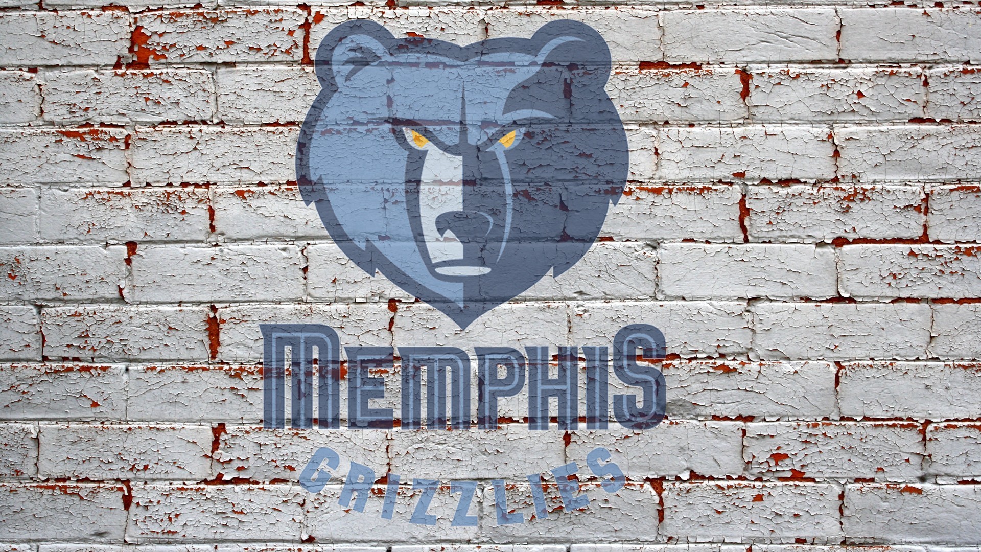1920x1080 memphis grizzlies logo on brick wall