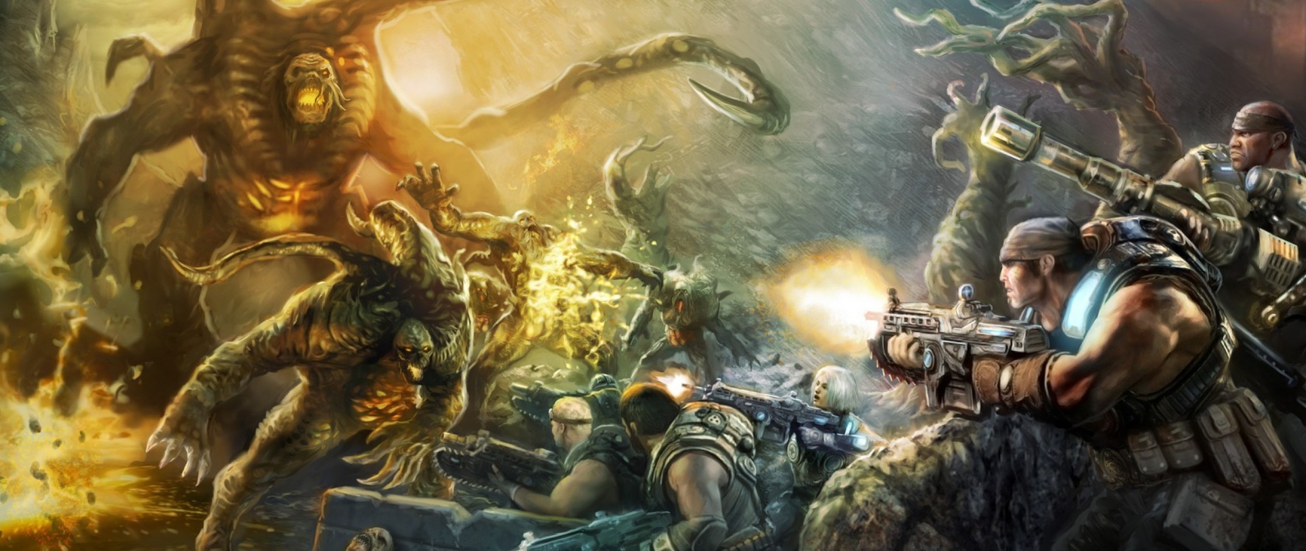 2560x1080 Preview wallpaper gears of war judgment, art, video game, epic games  