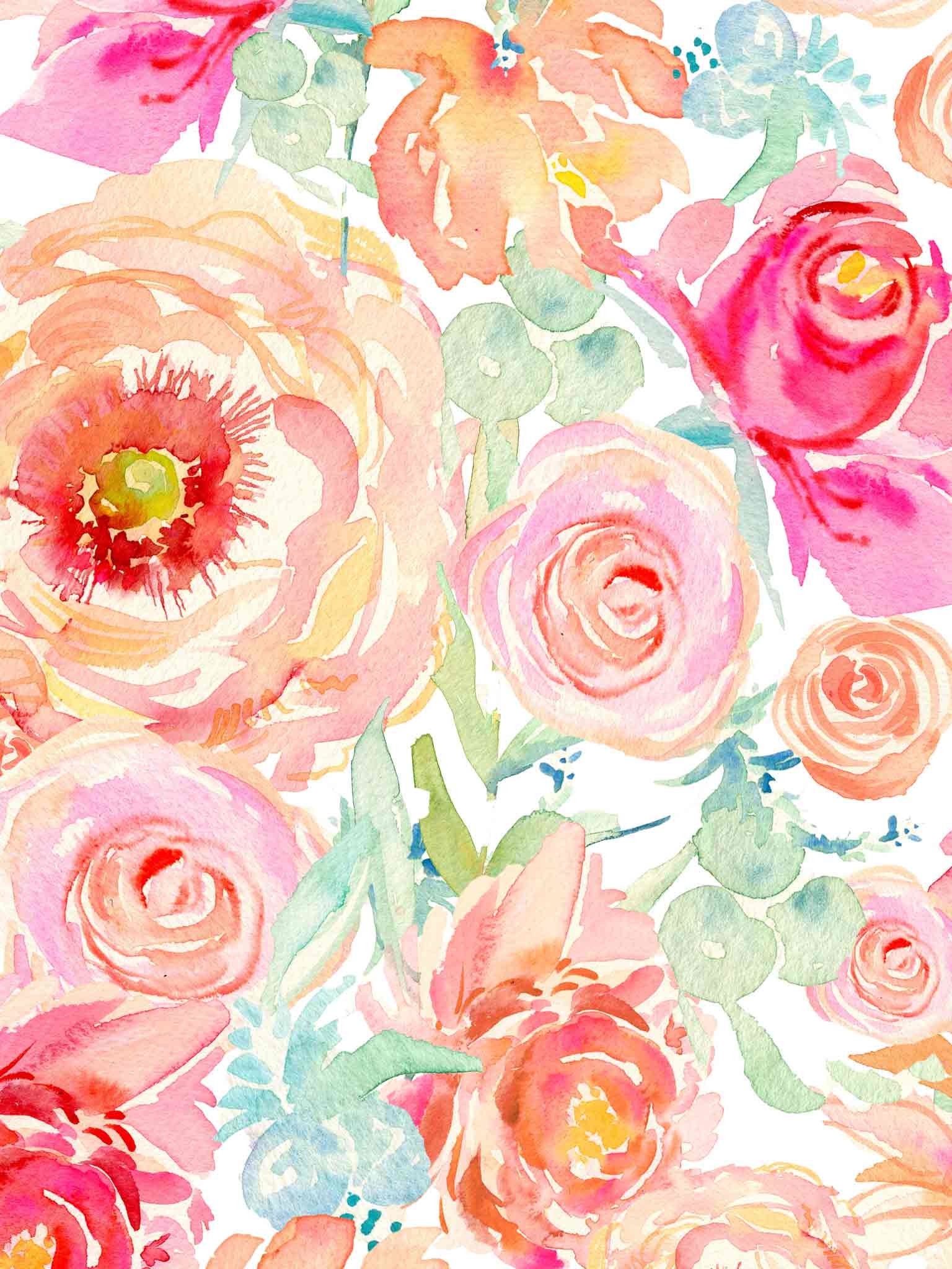 1536x2048 floral watercolor wallpaper - Google Search