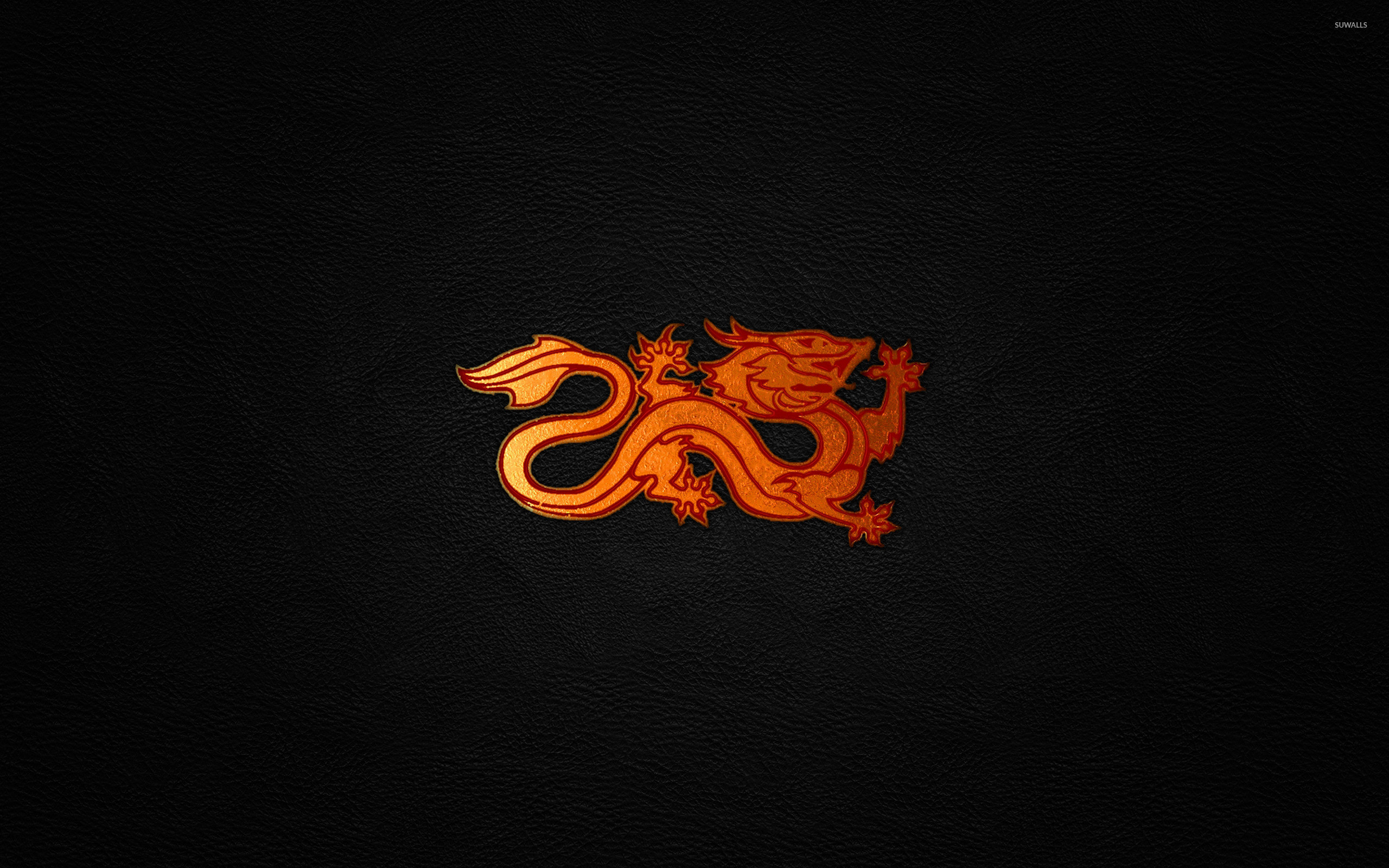 2560x1600 Red dragon on leather wallpaper