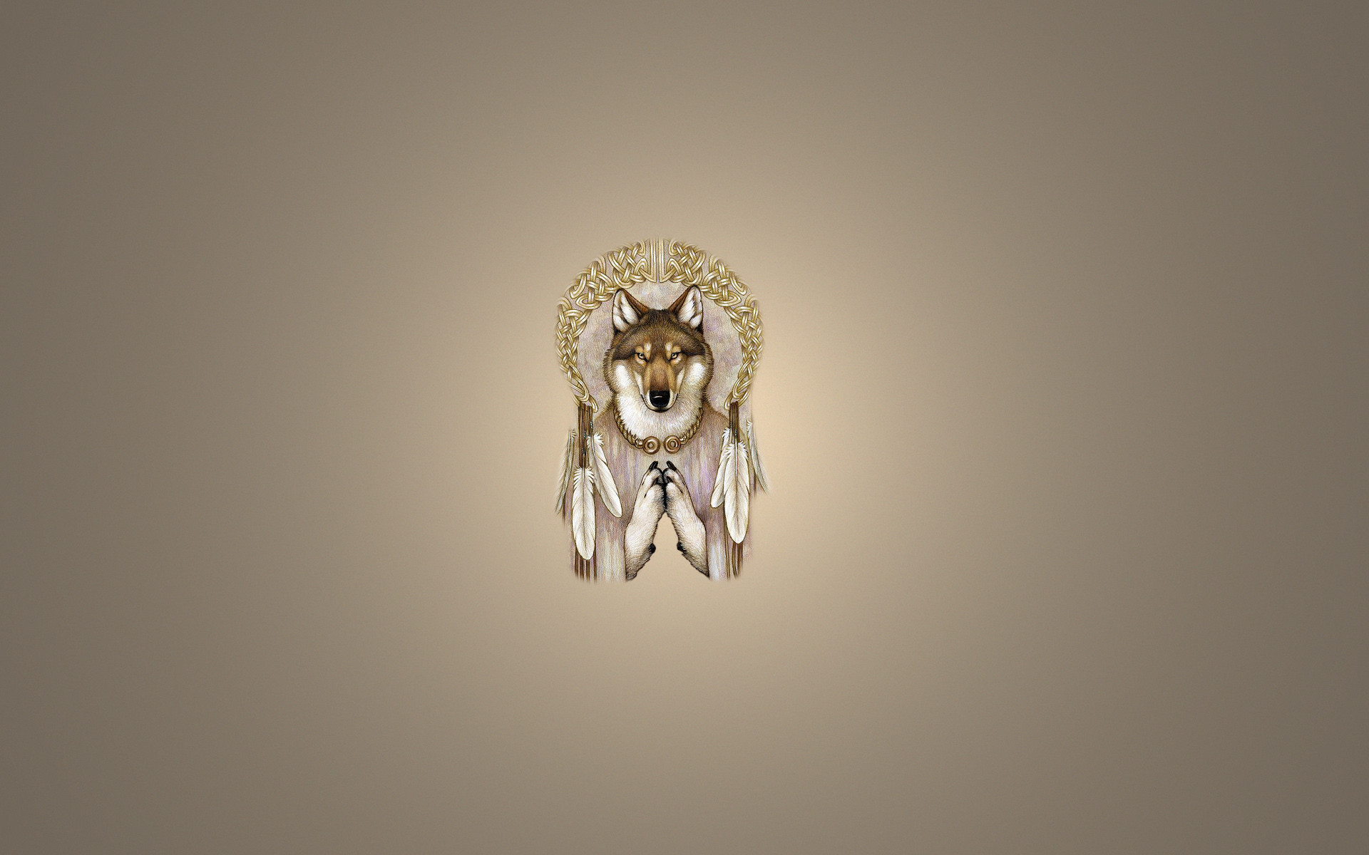 1920x1200 Wallpaper dreamcatcher, dreamcatcher, wolf, wolf, light background .