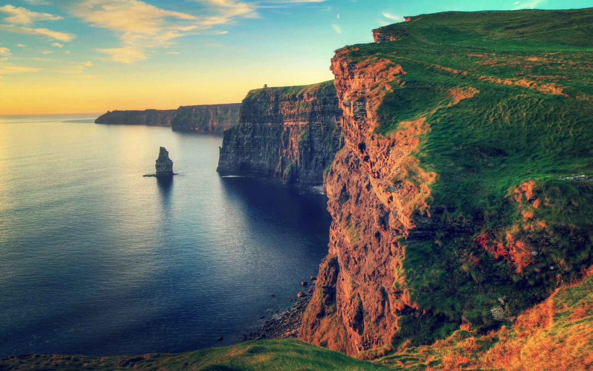1920x1200 Sea Ocean Cliffs Water Landscapes Rocks Ireland Nature Sunset Shorelines  Waterscapes Moher HD Desktop Wallpapers Of