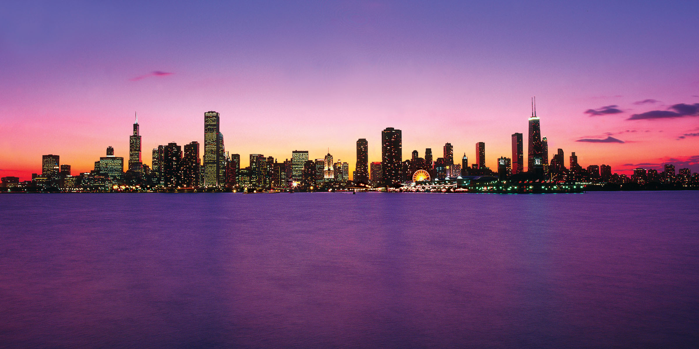 2400x1200 Chicago Skyline Wallpaper | Chicago Skyline Purple photos, wallpapers