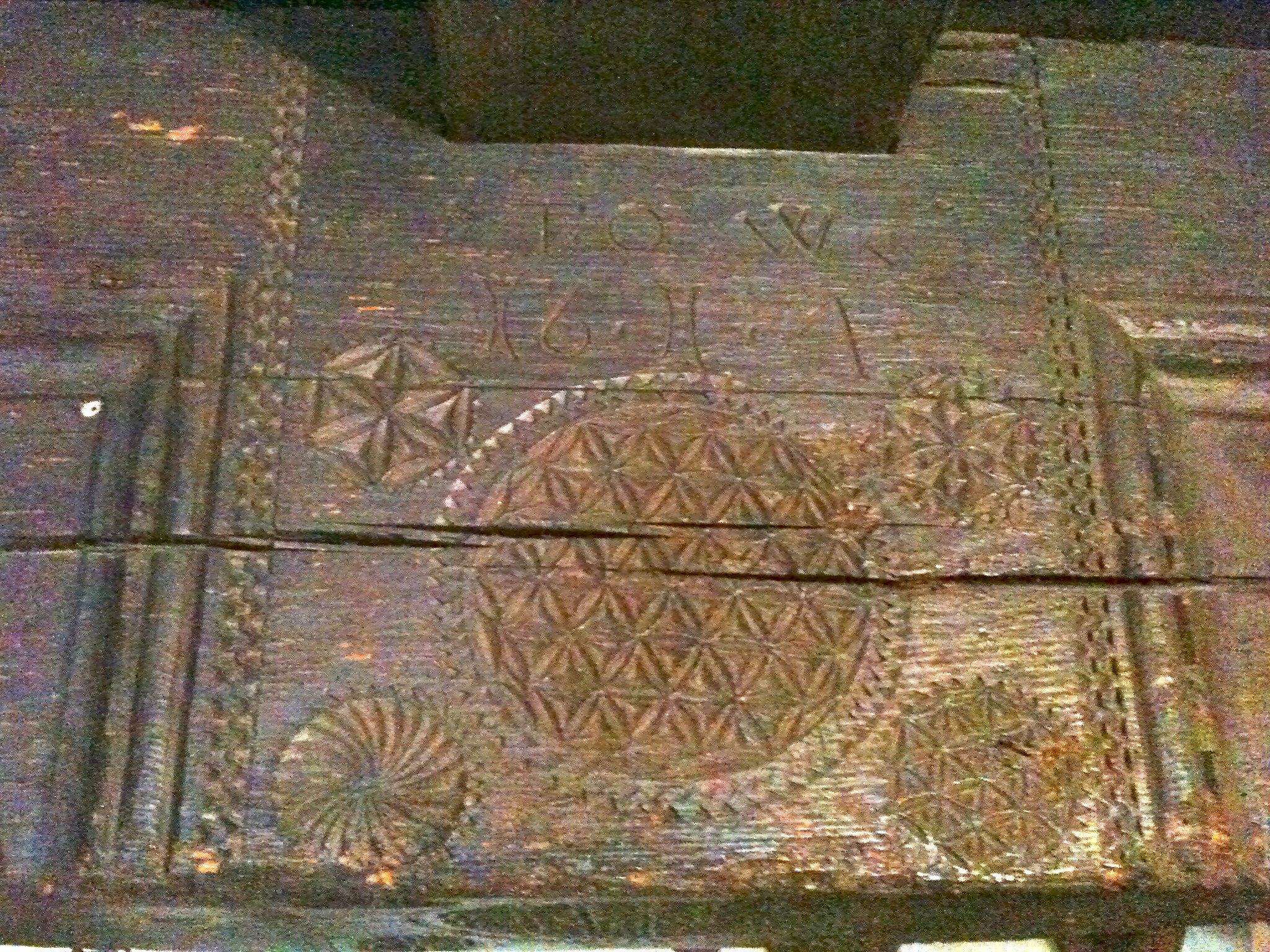 2048x1536 Austrian oak beam with Flower of Life carving. Undated.