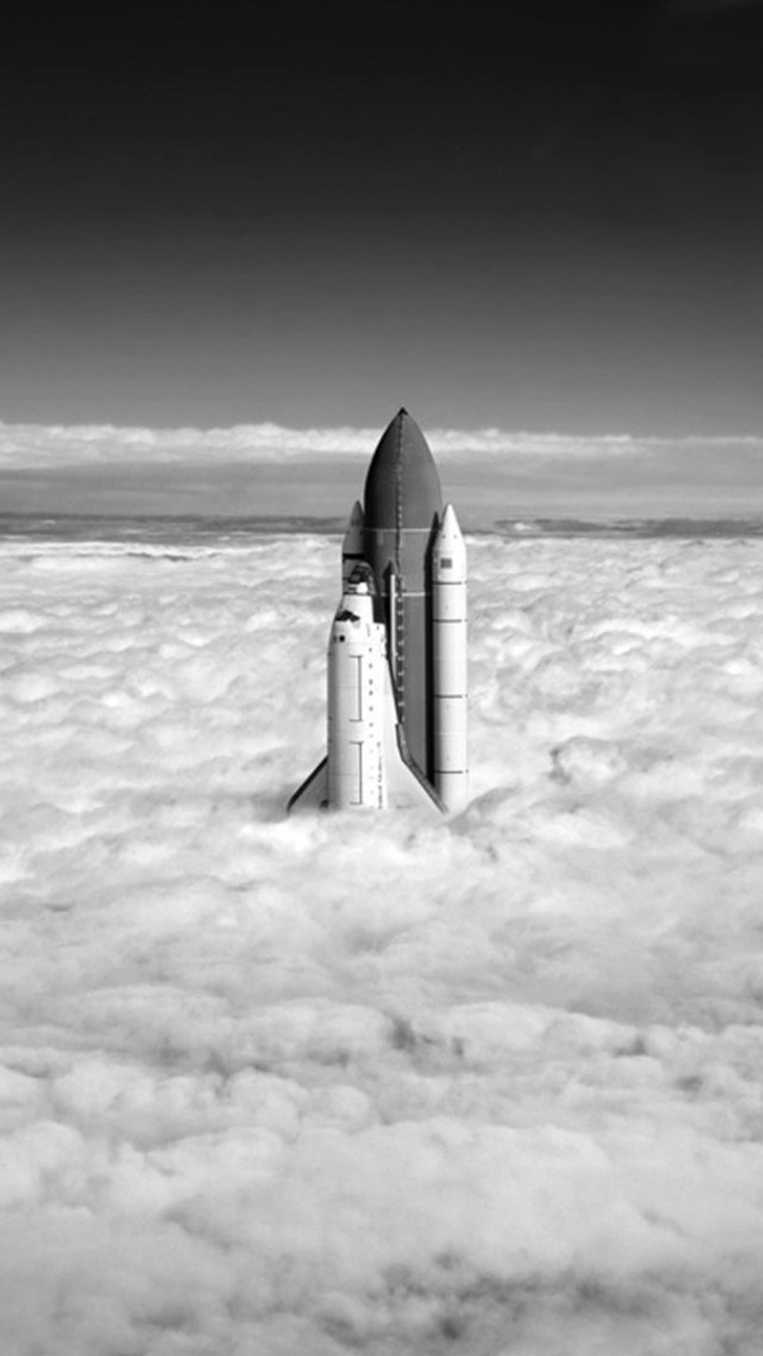 1080x1920 Grayscale Rocket Up Towards Cloudy SKy #iPhone #6 #plus #wallpaper