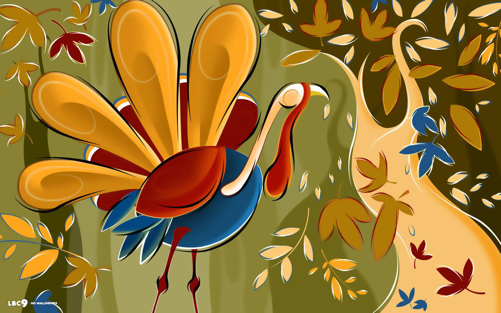 1920x1200 thanksgiving day turkey falling leaves artistic art holiday hd wallpaper