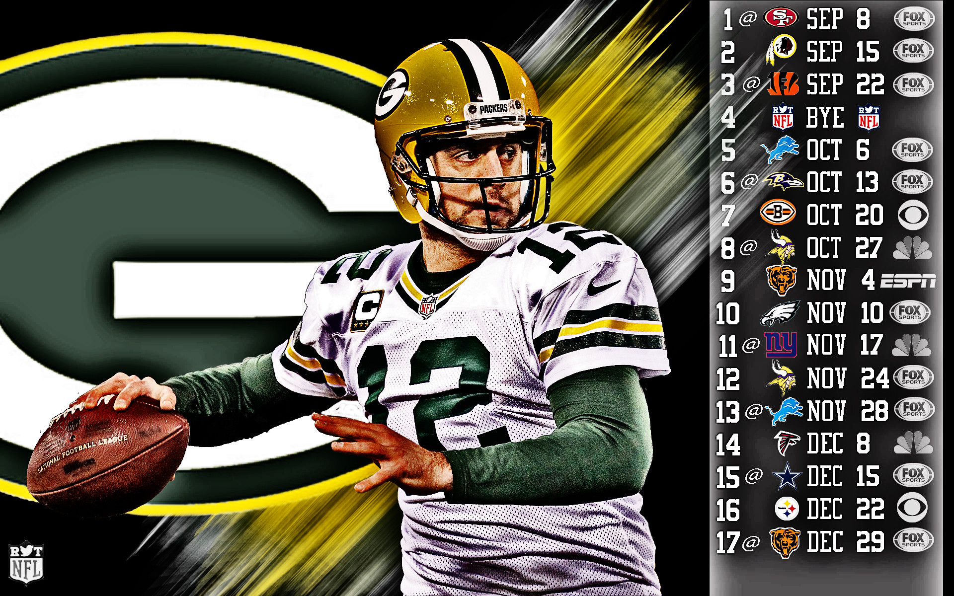 1920x1200 Green Bay Packers. Aaron Rodgers 2013 Schedule HDR ...