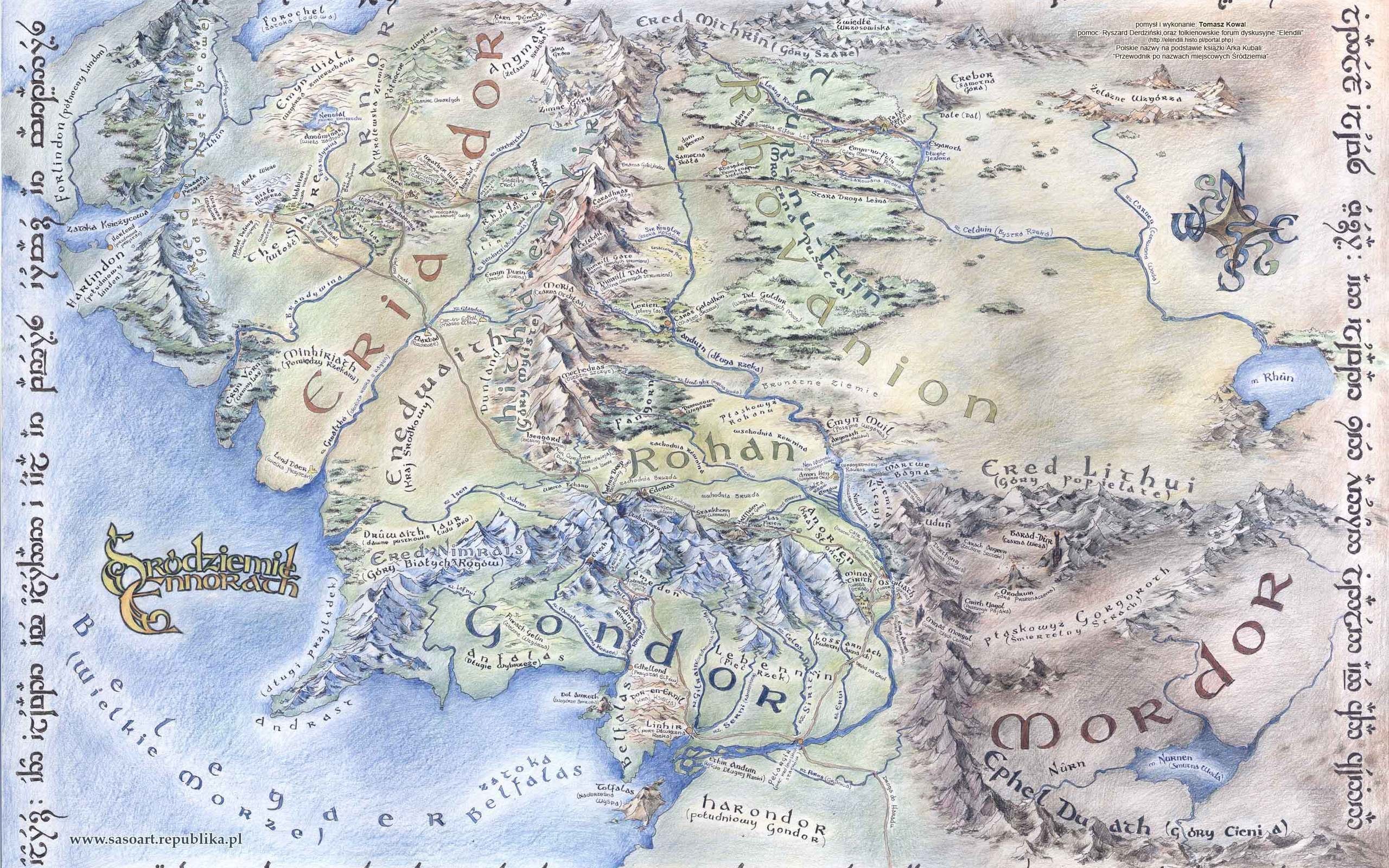 2560x1600 Large detailed map of Middle-earth Desktop wallpapers 1920x1080