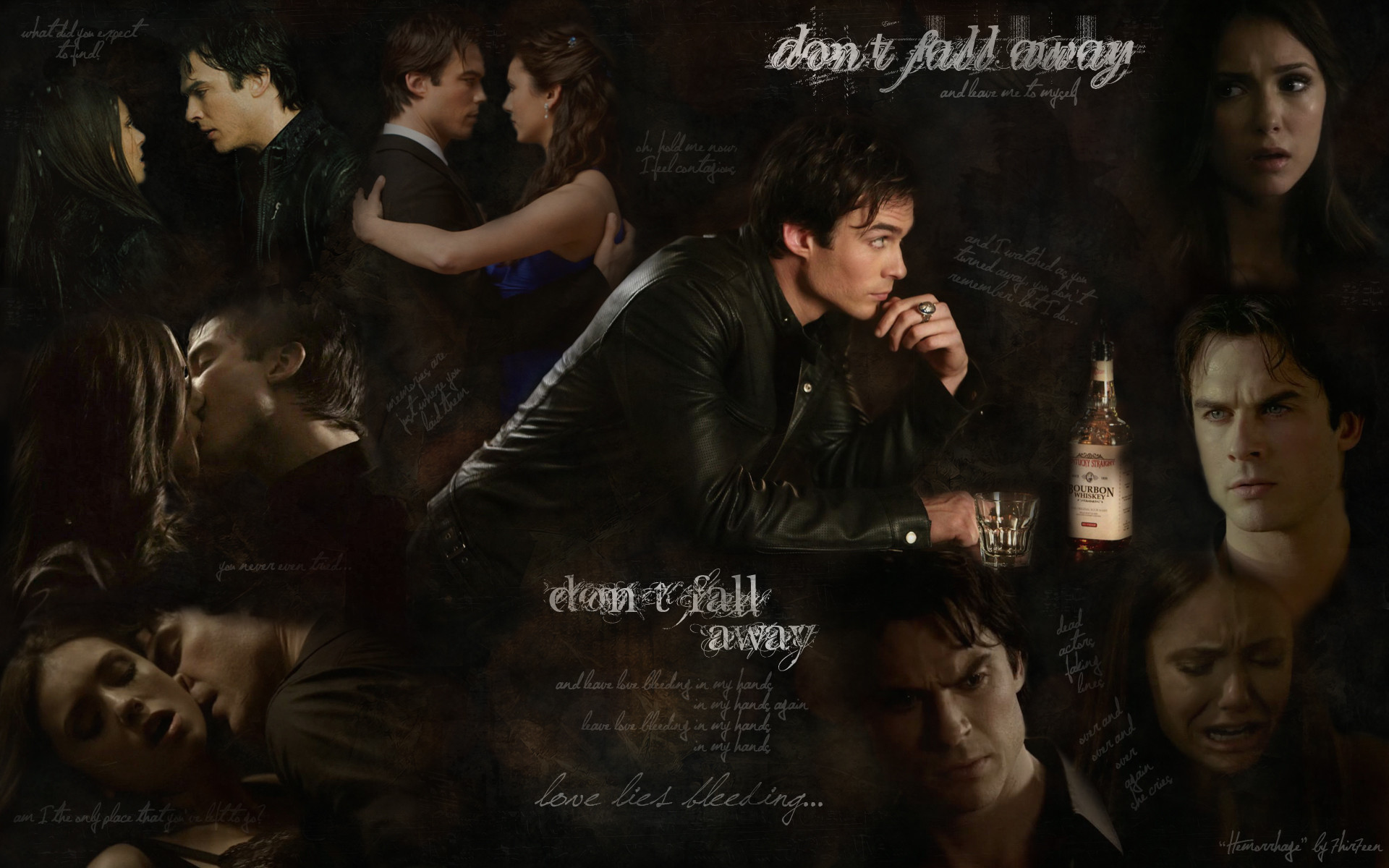 1920x1200 An Elena/Damon wallpaper made HD Wallpaper and background photos of  "Hemorrhage" -- Damon and Elena for fans of The Vampire Diaries images.