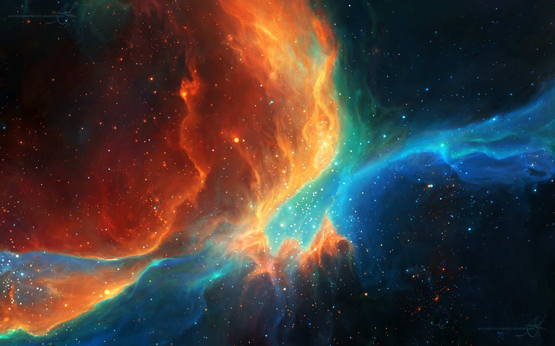 1920x1200 Colorful Color Splash Galaxy Nebulae Space Stars