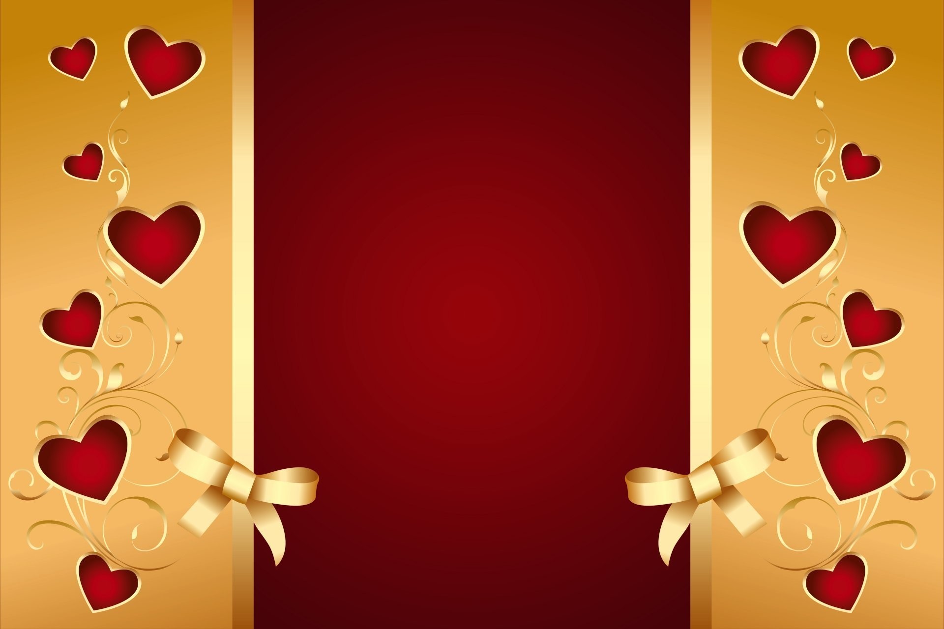 1920x1280  red golden hearts bow romantic love valentine background  background heart