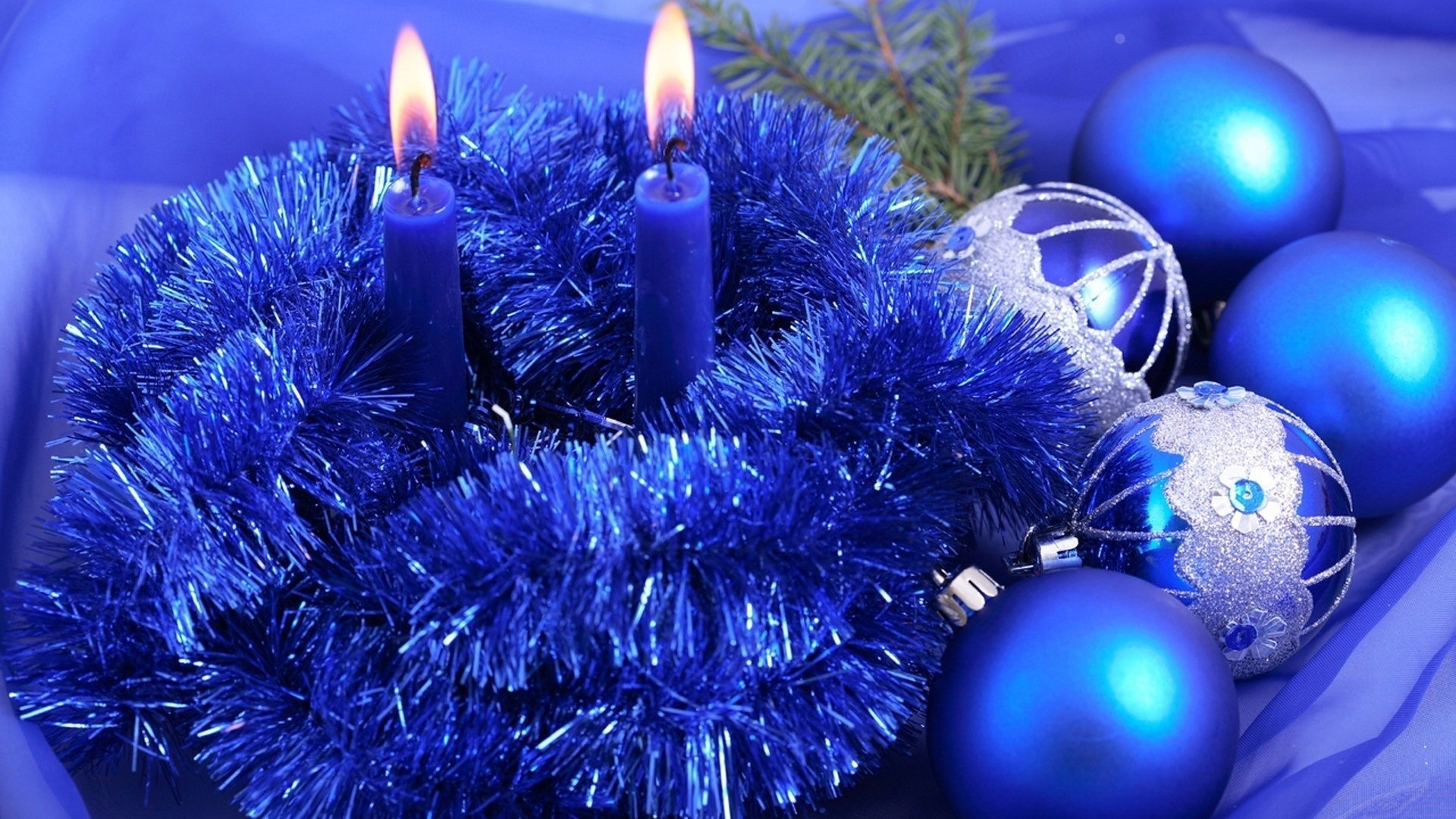 1920x1080 Blue Christmas Candles