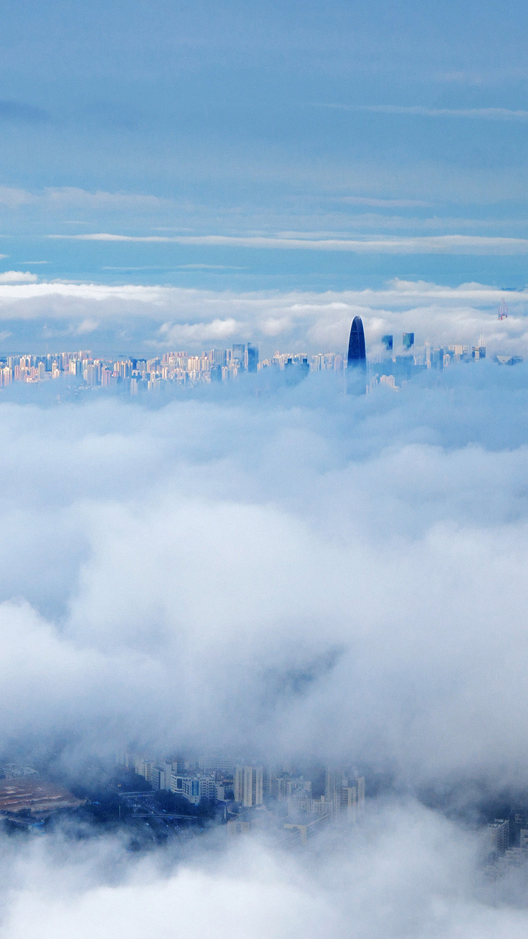 1080x1920 City In Fog Cloud Nature Sky iPhone 6 wallpaper