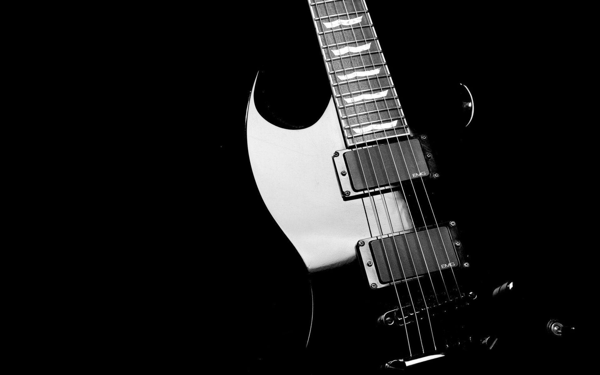 1920x1200 Black White Guitar HD Wallpaper
