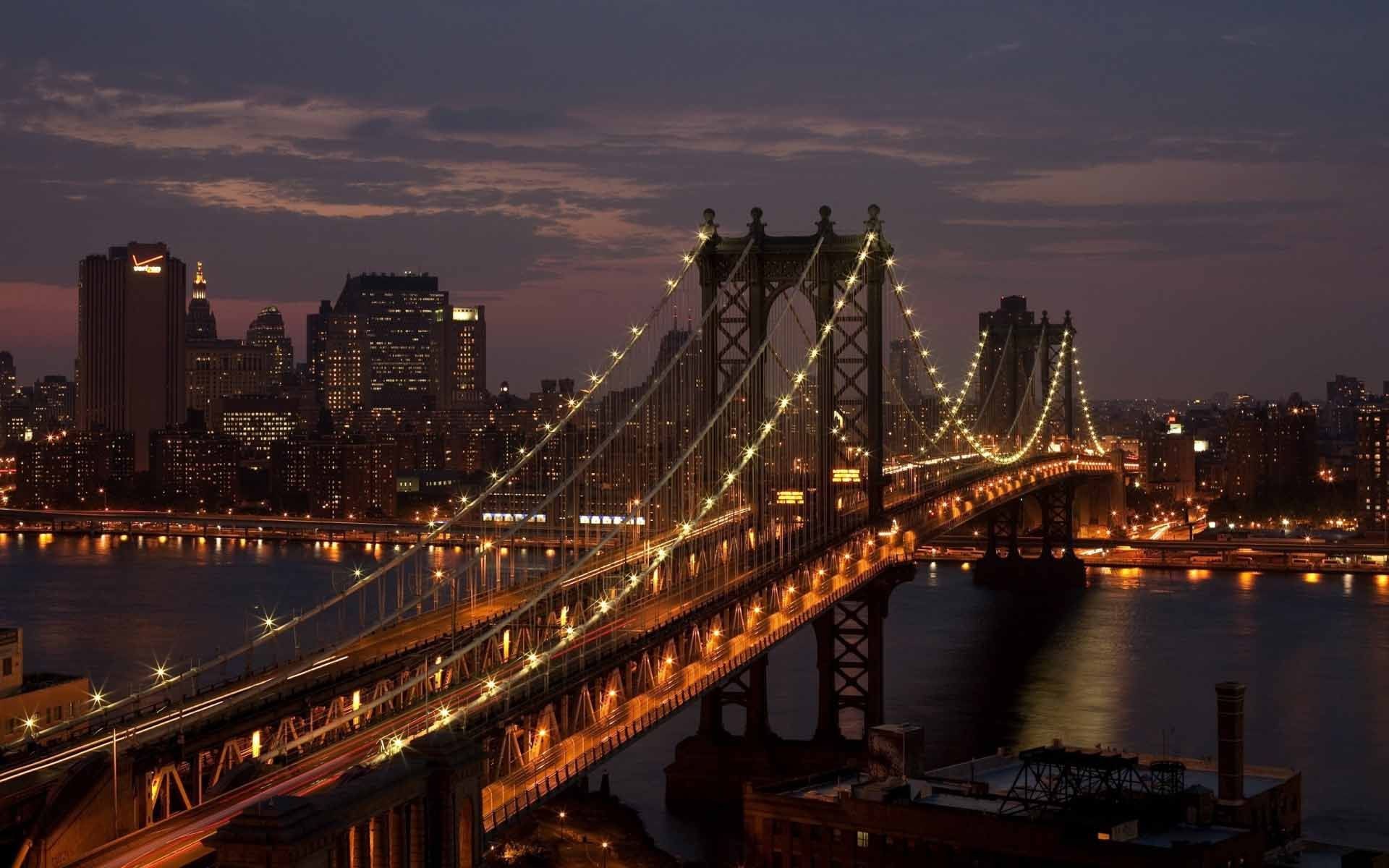 1920x1200 Manhattan Bridge New York City Night Wallpaper | HD Travel Wallpaper Free  Download ...