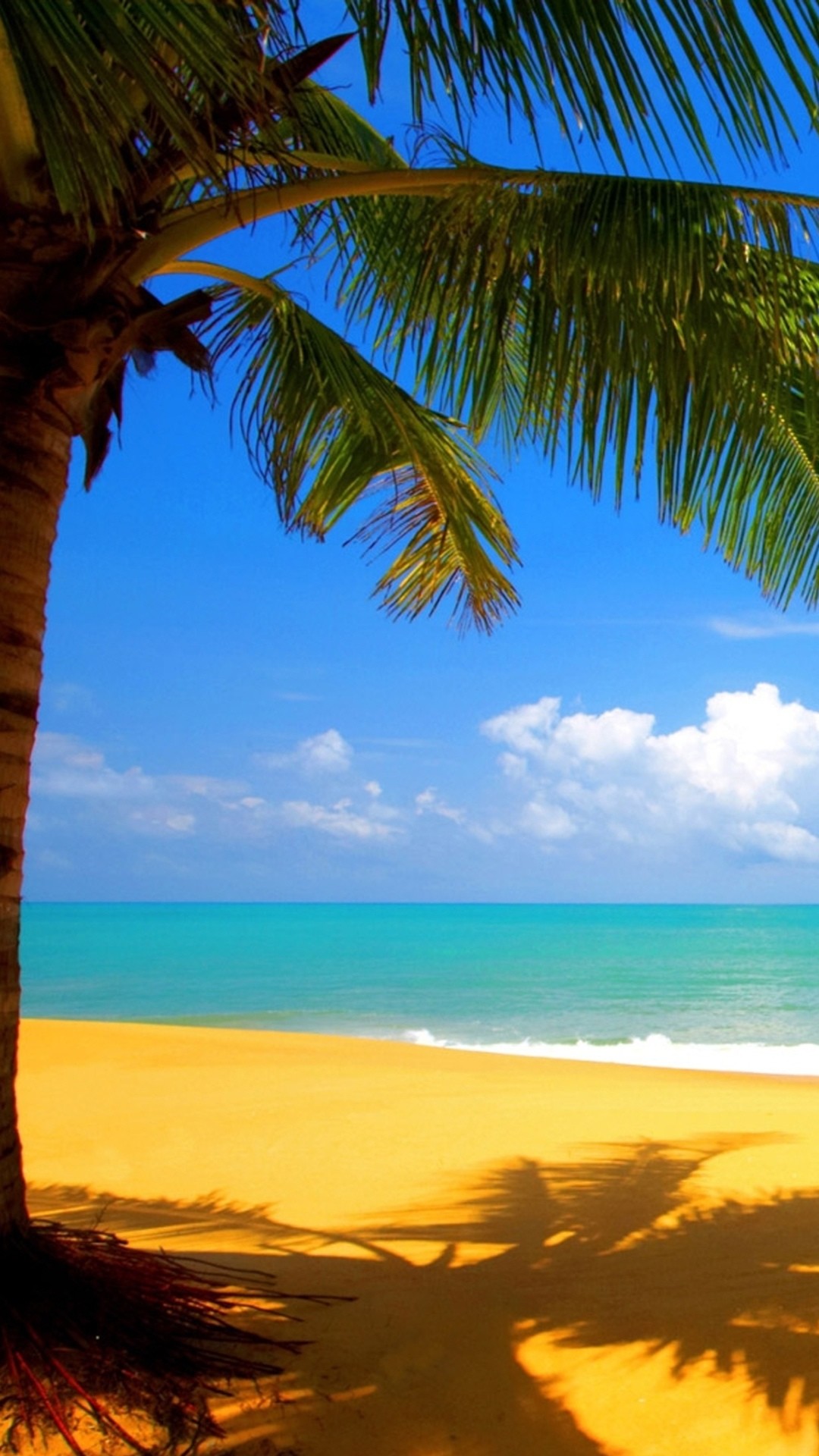 1080x1920 Palm Tree Golden Beach Seaside iPhone 6 Plus HD Wallpaper ...