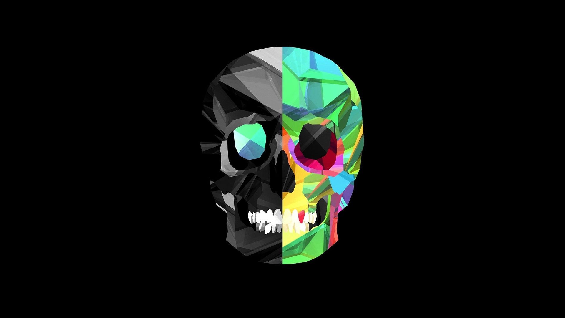 1920x1080 General  skull Mexican Skull fire magic red eyes low poly