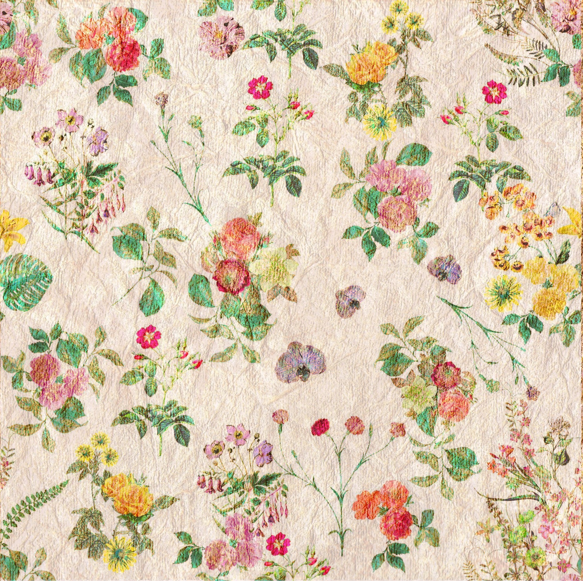 1920x1913 Vintage Flowers Wallpaper Pattern