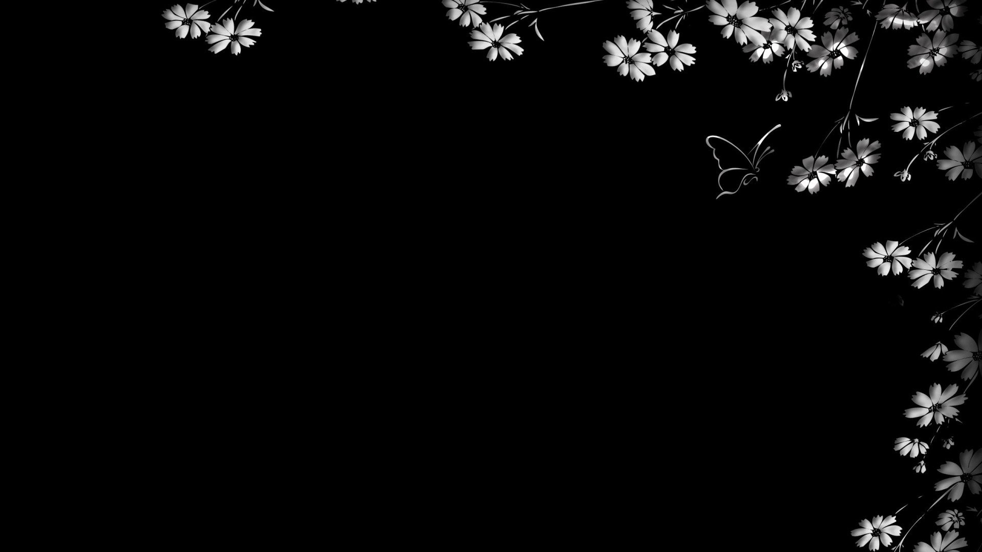 1920x1080 Black Background With Flowers ...