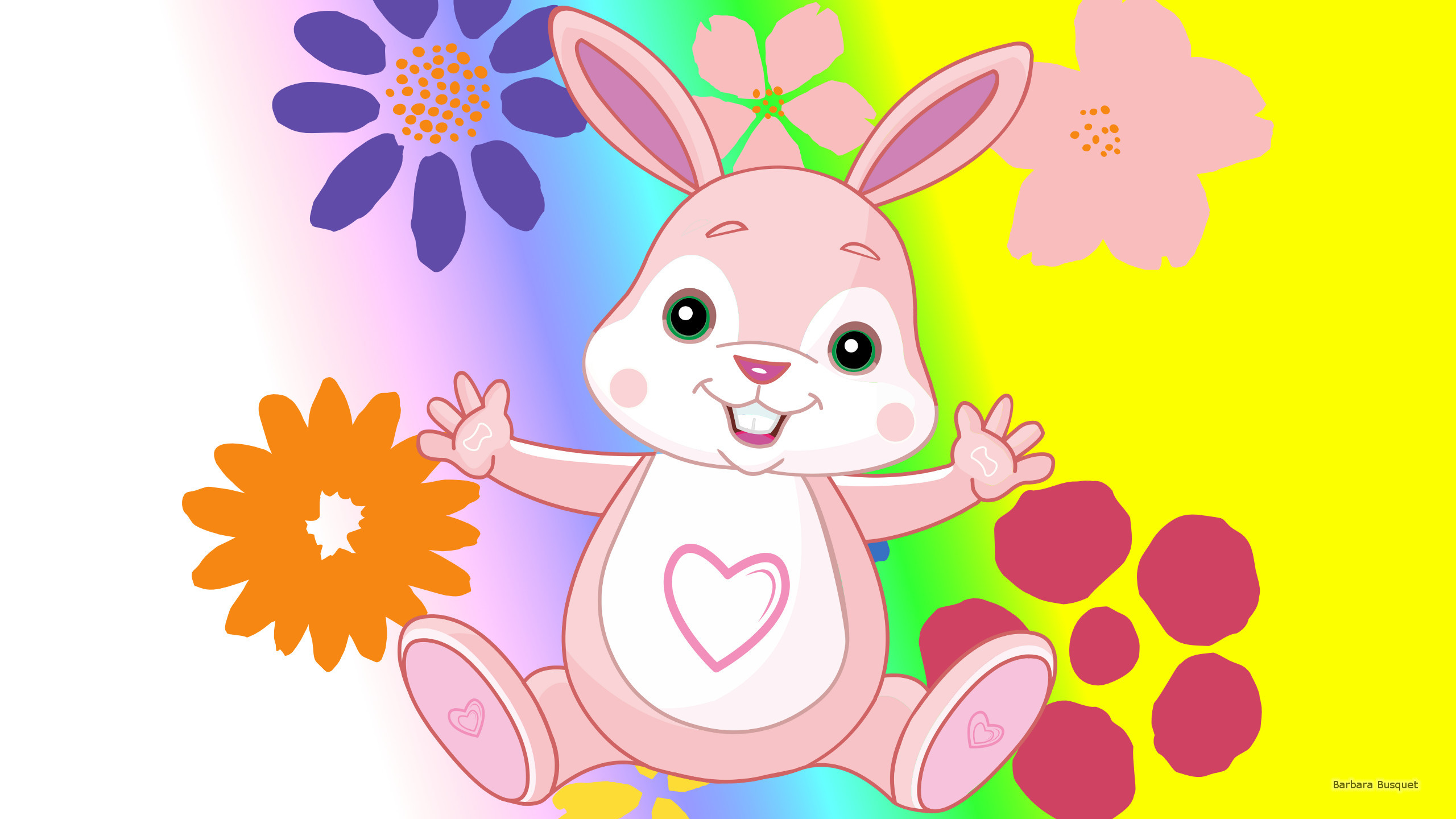 2560x1440 HD wallpaper with pink Easter bunny