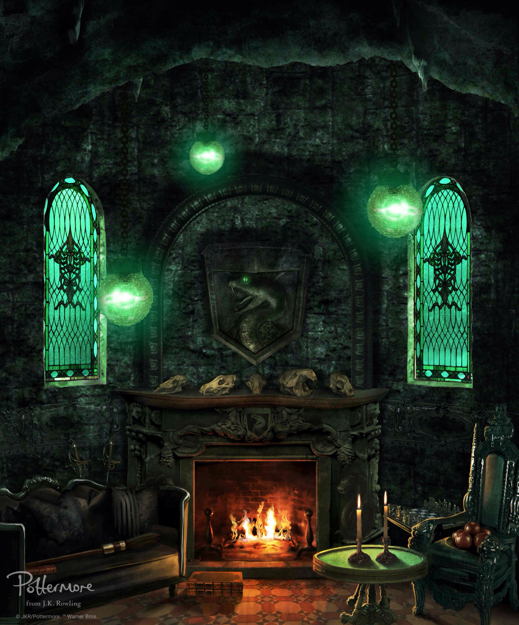 1702x2048 Official slytherin house common room wallpaper